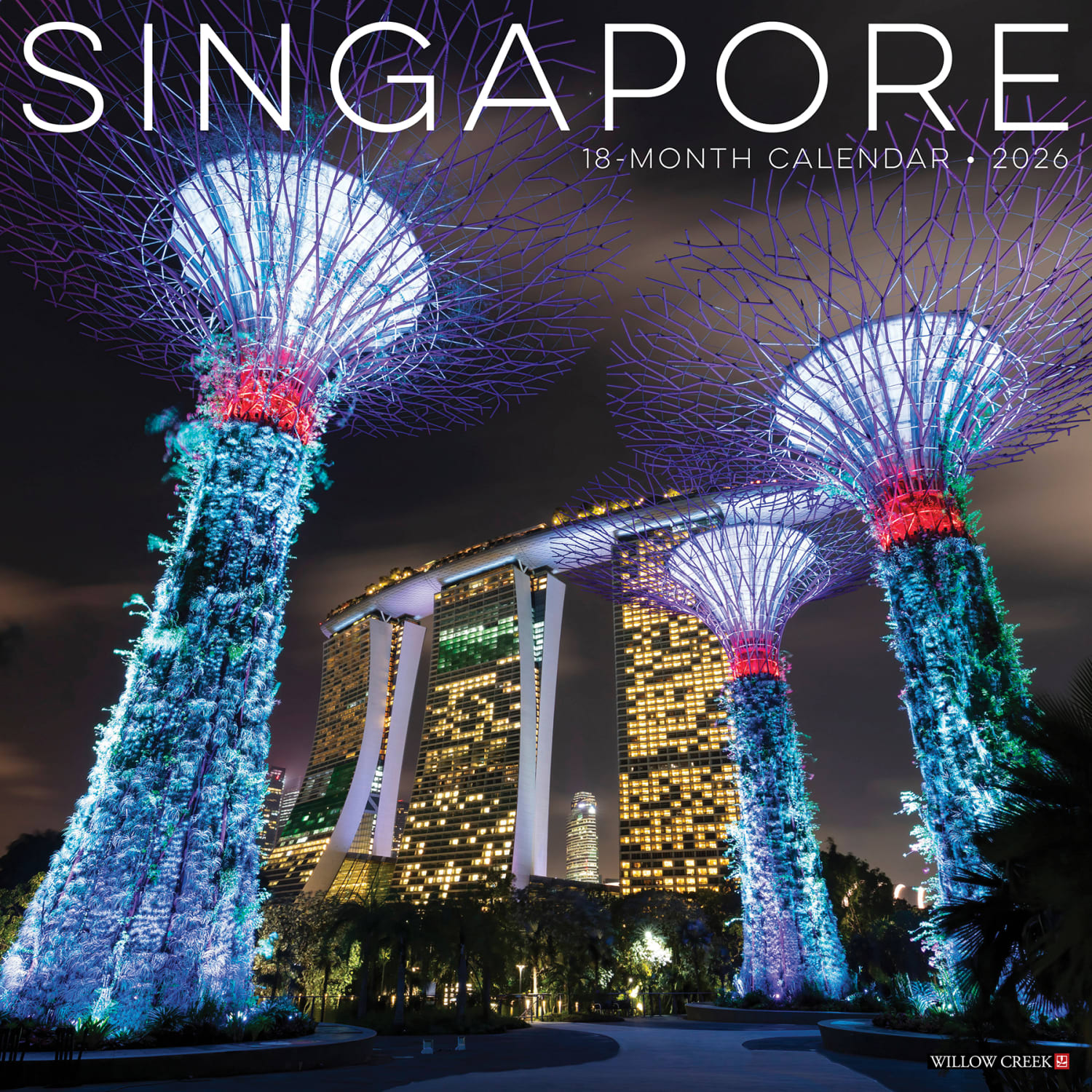 2026 Willow Creek Press Scenic Monthly Wall Calendar, 12in x 12in, Singapore, January To December, 56134