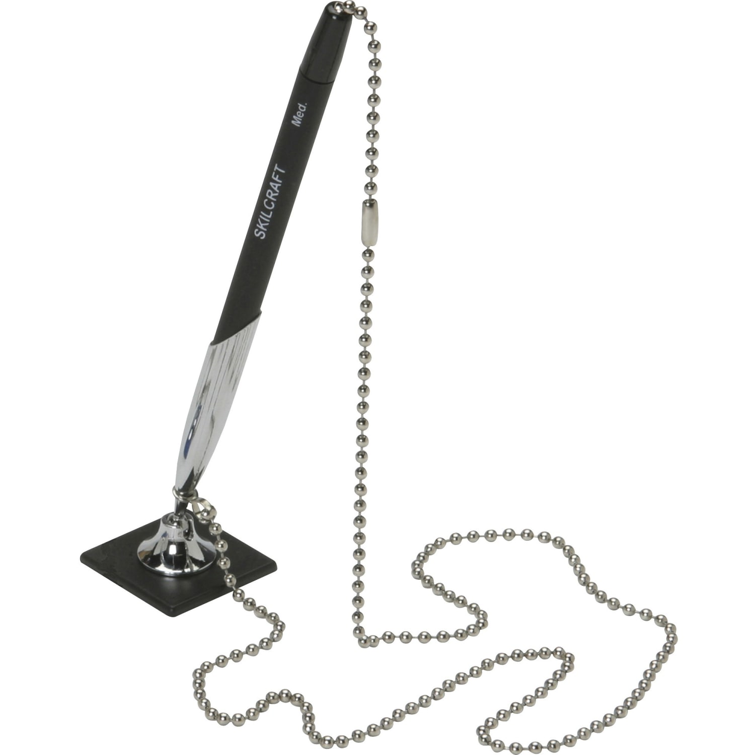 SKILCRAFT Chain Pen With Holder And Base, Medium Point, Black Barrel, Black Ink (AbilityOne 7520-01-463-1990) - Image 3