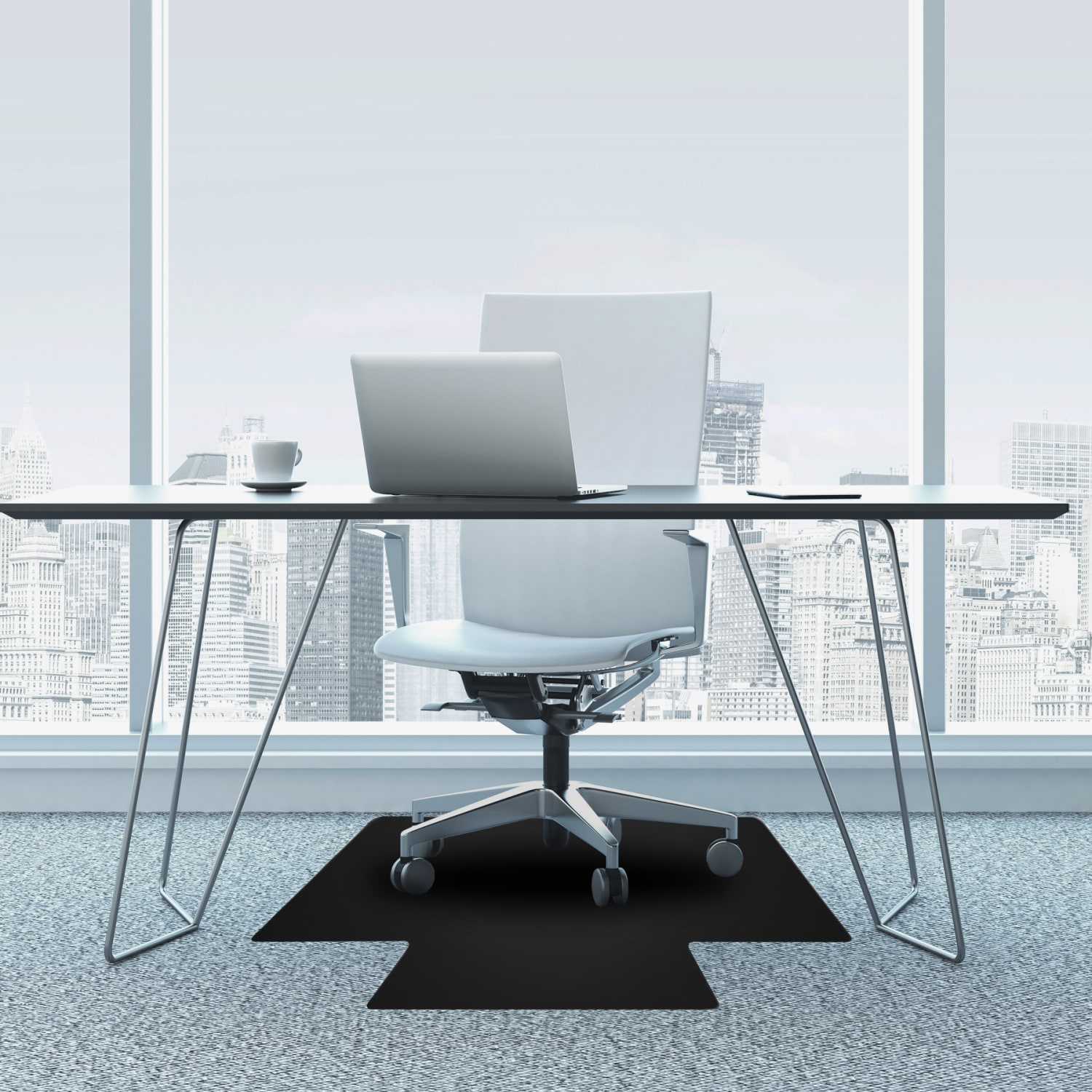 Floortex Advantagemat Vinyl Lipped Chair Mat For Carpets, 45in x 53in, Black - Image 3
