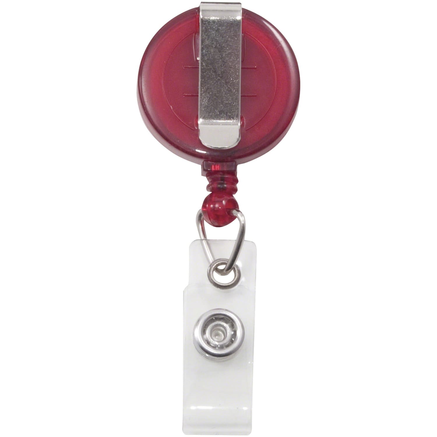 Advantus Translucent Retractable ID Card Reel with Snaps - Nylon, Metal - Translucent Red - 12 / Pack - Image 3