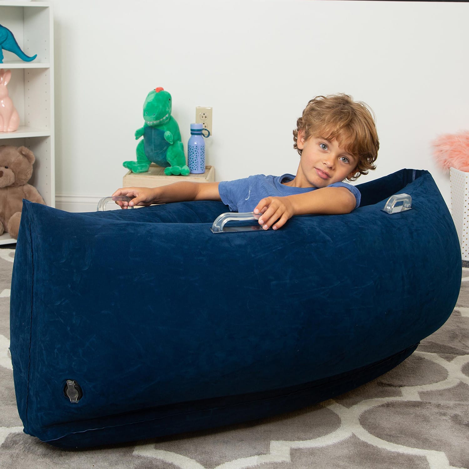Bouncyband Comfy Hugging Peapod PVC Sensory Pod 17inH x 48inW x 2612inD Blue PopularChairscom Bouncyband Comfy Hugging Peapod PVC Sensory Pod 17inH x 48inW x 26 12inD Blue PopularChairscom