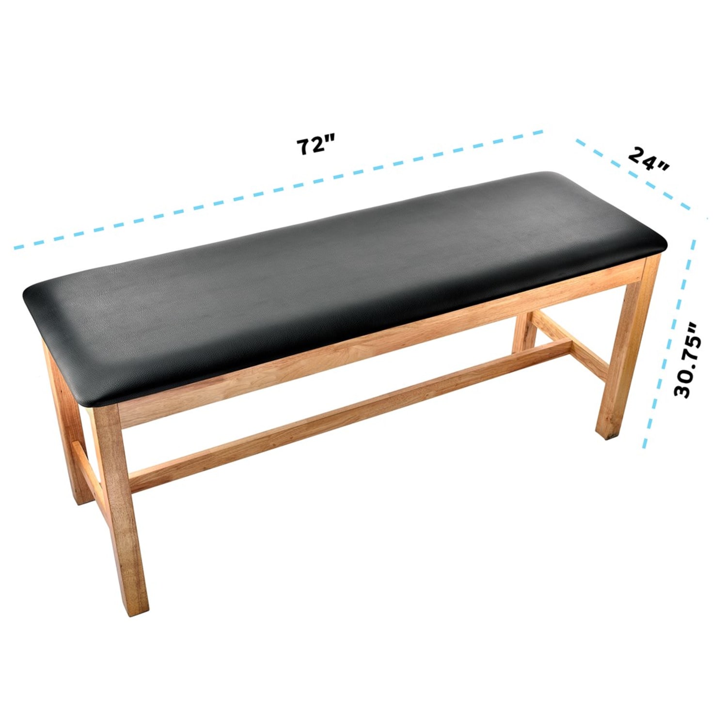 Alpine AdirMed Wooden Straight Line Treatment Table, 30-3/4inH x 72inW x 24inD, Black - Image 5