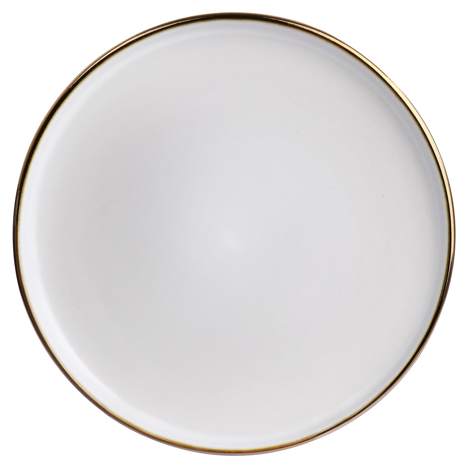Elama Arthur 6-Piece Round Stoneware Salad Plate Set, 8in, Matte White/Gold - Image 6