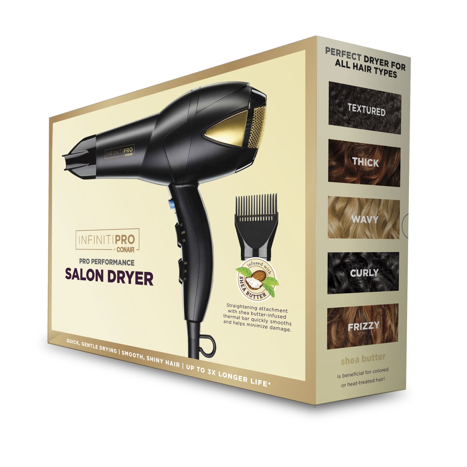 Conair InfinitiPRO Pro Performance Salon Hair Dryer, Full Size, Black/Gold - Image 4
