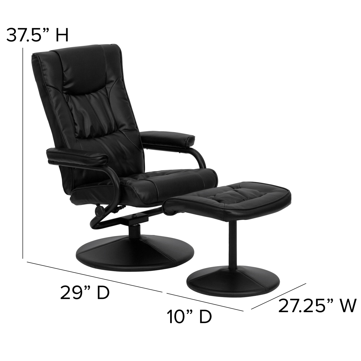 Flash Furniture Contemporary Recliner With Wrapped Base Ottoman Black PopularChairscom Flash Furniture Contemporary Recliner With Wrapped Base Ottoman Black PopularChairscom