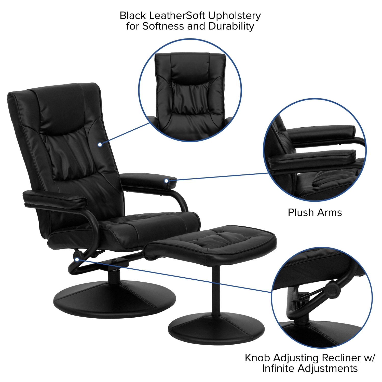 Flash Furniture Contemporary Recliner With Wrapped Base Ottoman Black PopularChairscom Flash Furniture Contemporary Recliner With Wrapped Base Ottoman Black PopularChairscom