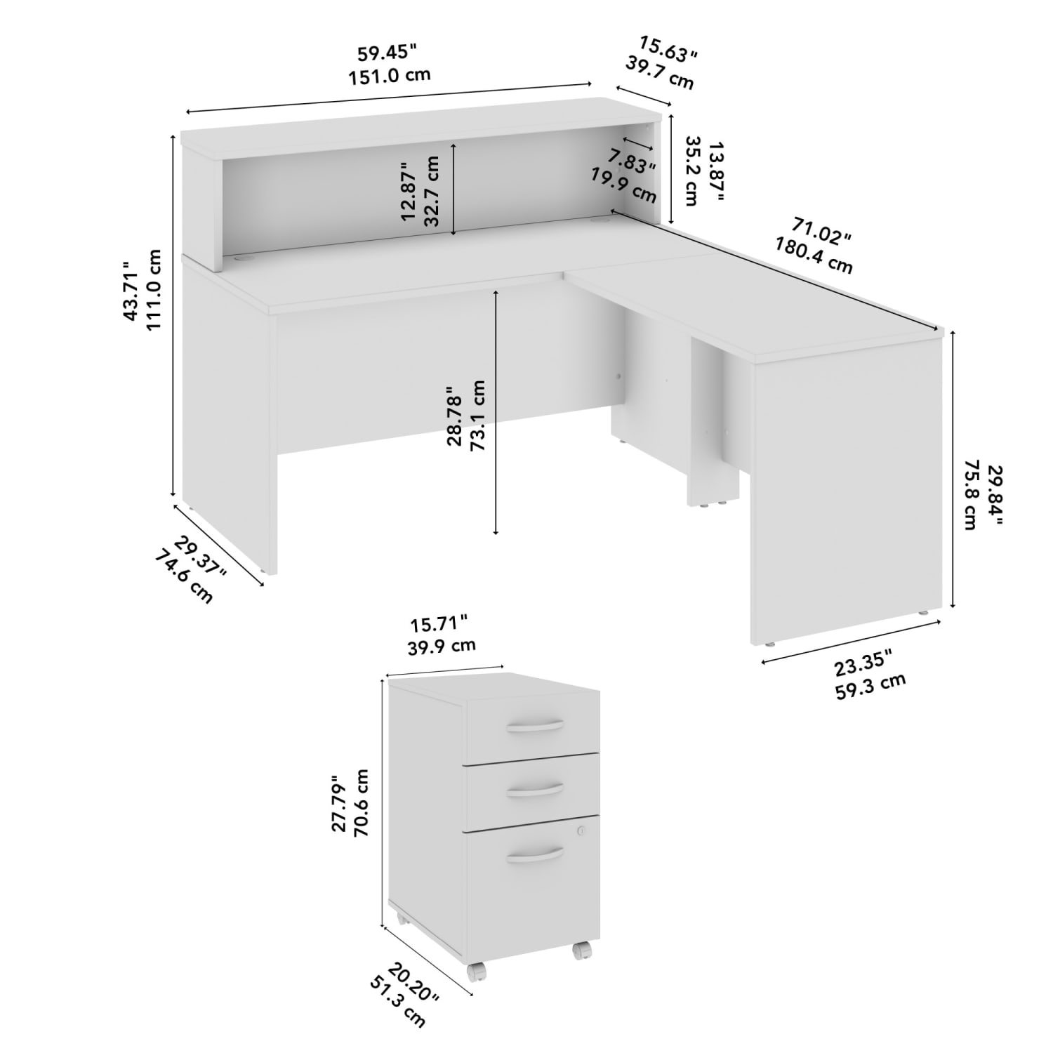 Bush Business Furniture Arrive 60inW L Shaped Reception Desk with Shelf and Mobile File Cabinet, Mocha Cherry, Standard Delivery - Image 6
