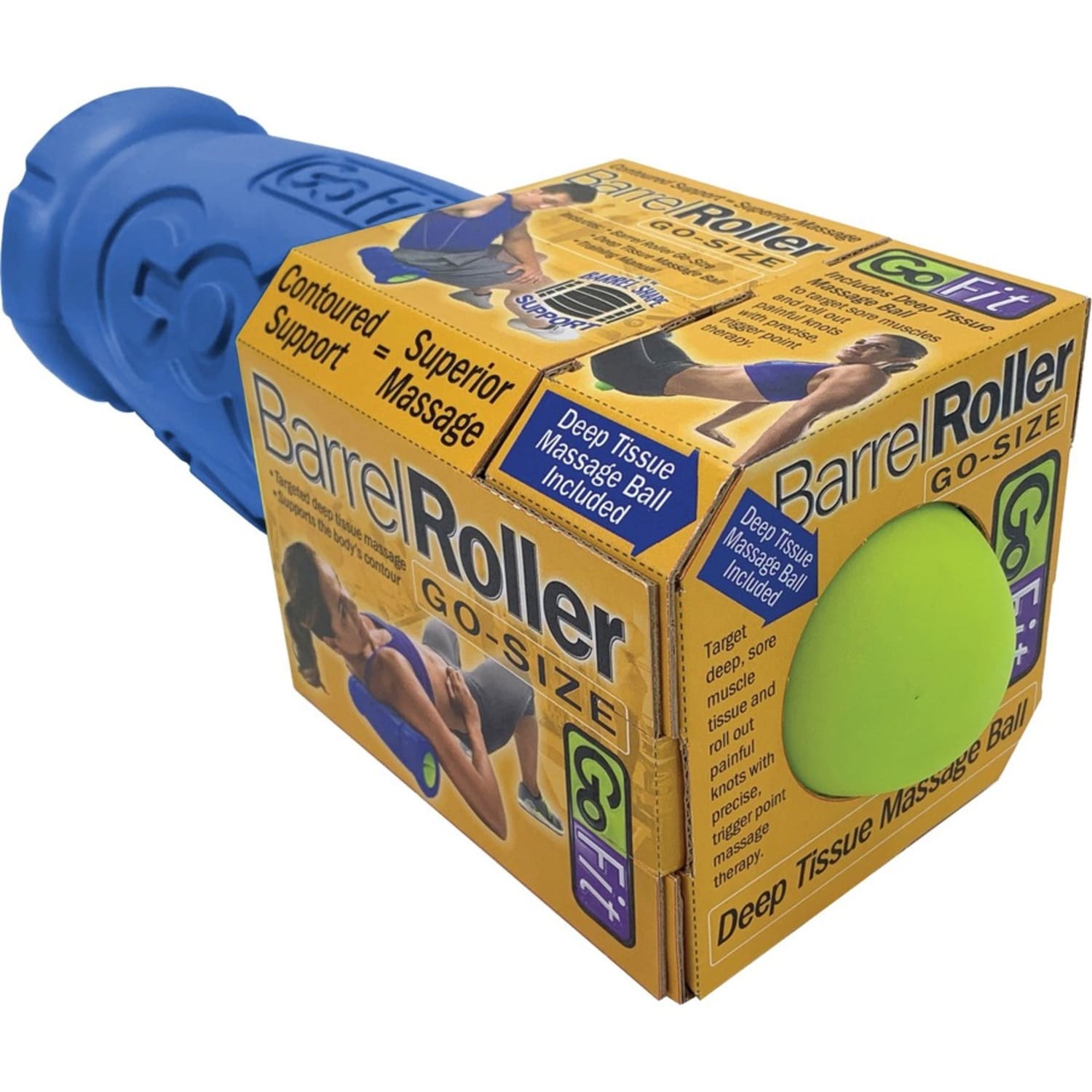 GoFit 12-Inch Go-Size Barrel Roller with Massage Ball - Foam - Image 4