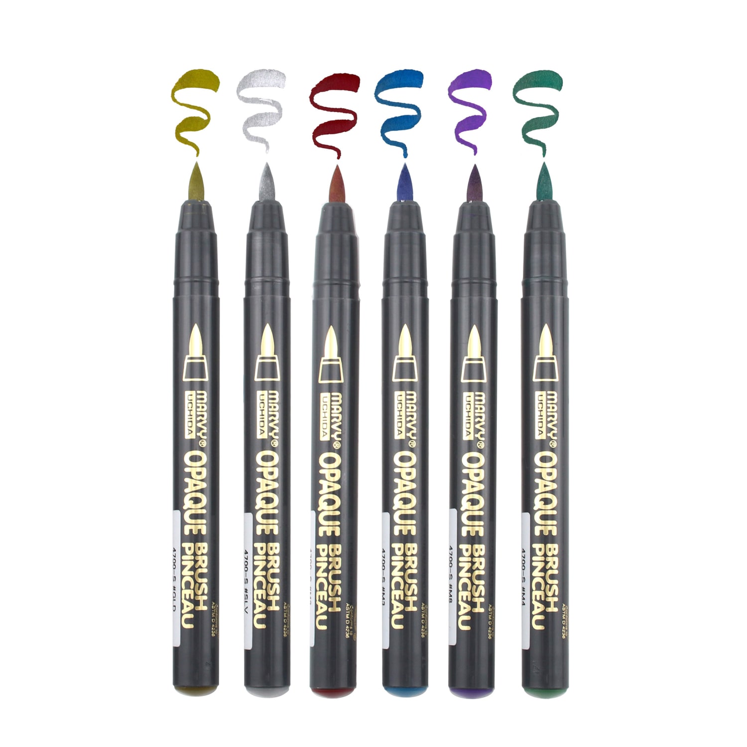 Marvy Uchida Opaque Brush Markers, Metallic Colors, Pack Of 6 - Image 3
