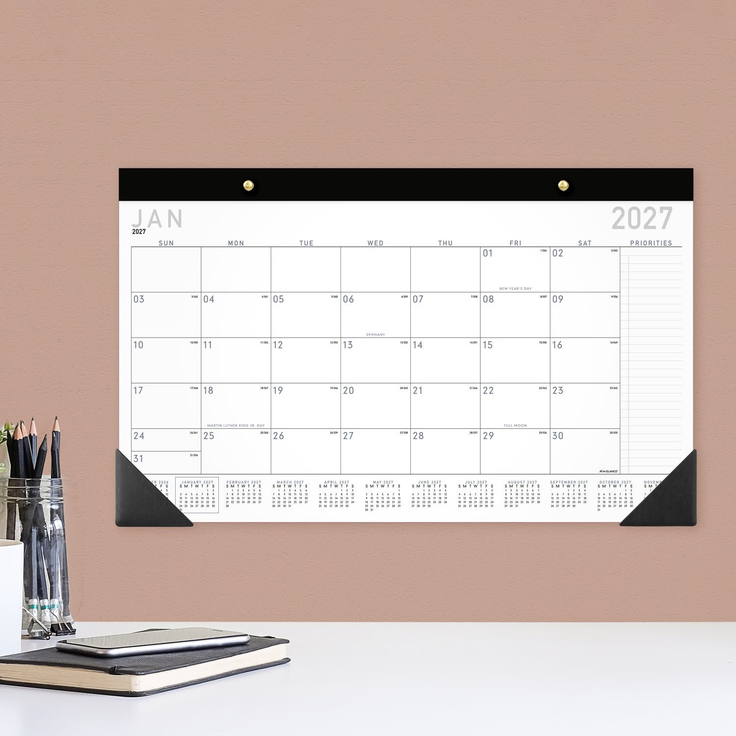 AT-A-GLANCE Contemporary 2027 Monthly Desk Pad Calendar, Compact, 18in x 11in - Image 5