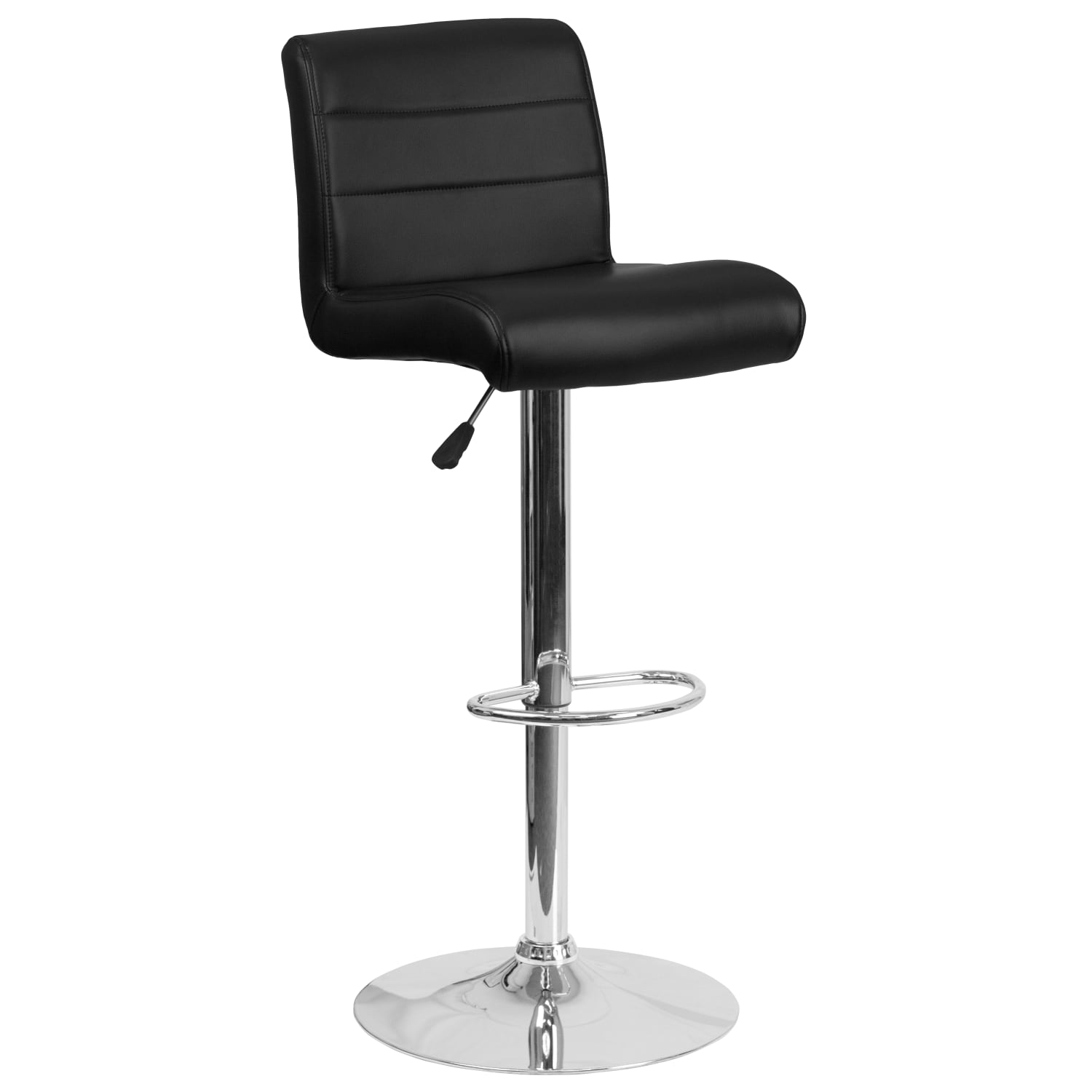 Flash Furniture Contemporary Vinyl Adjustable Height Barstool with Rolled Seat and Chrome Base Black PopularChairscom