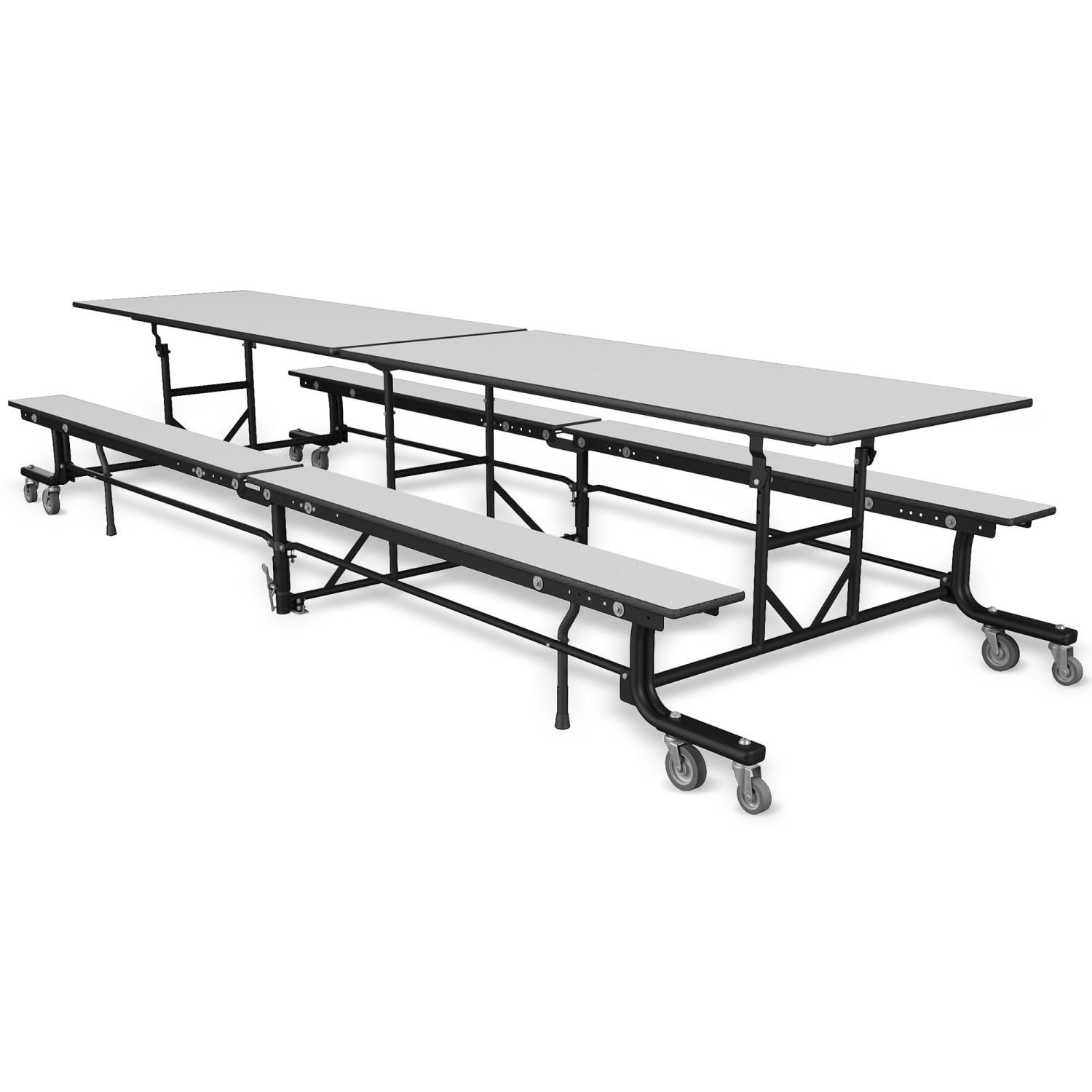 Palmer Hamilton 19F Mobile Cafeteria Bench Table, 27in x 145in, Gray Glace