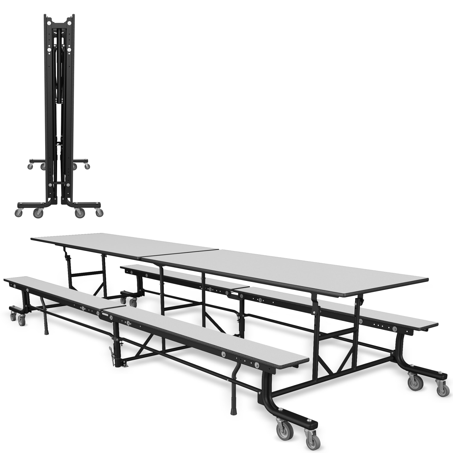 Palmer Hamilton 19F Mobile Cafeteria Bench Table, 27in x 145in, Gray Glace - Image 3