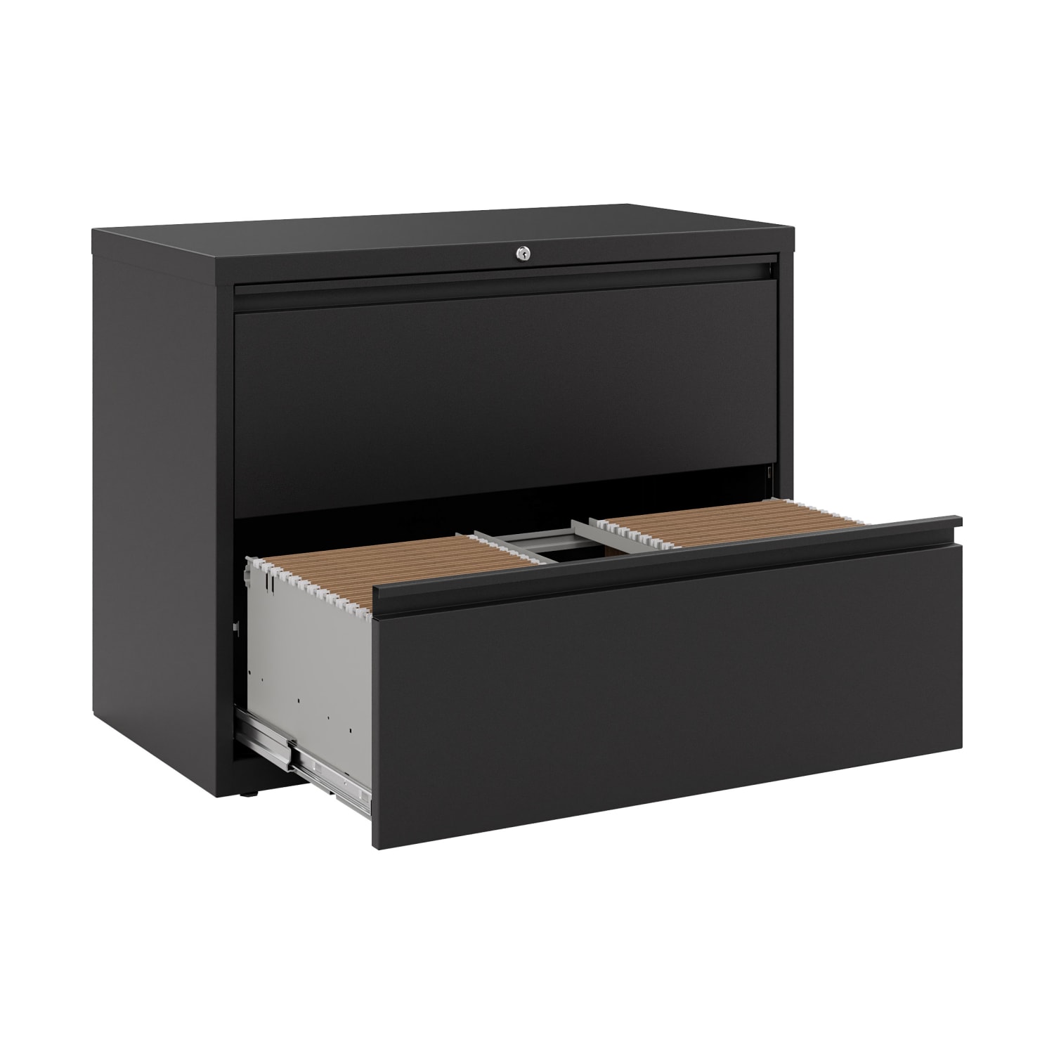 WorkPro 36inW x 18-5/8inD Lateral 2-Drawer File Cabinet, Black - Image 6