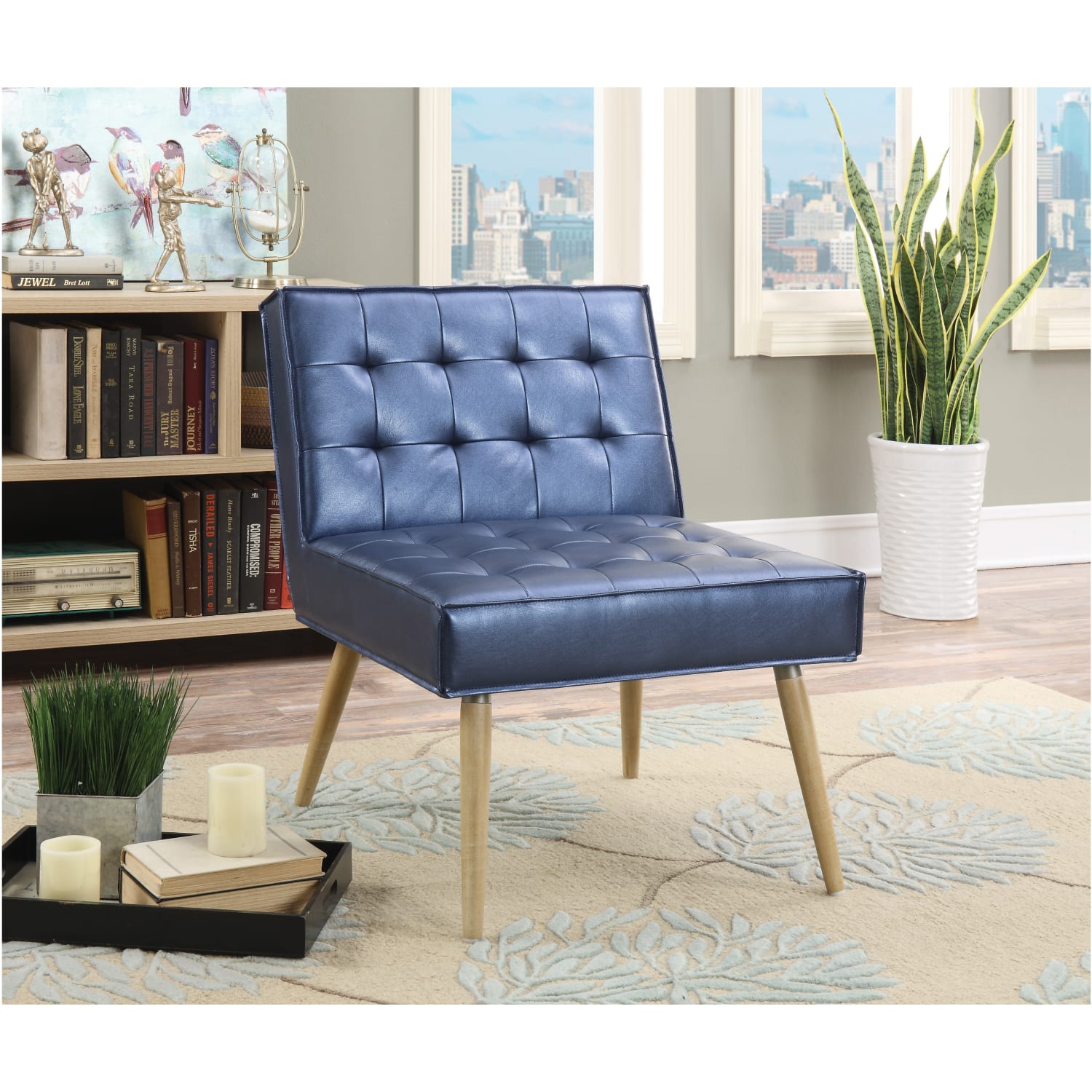 Ave Six Amity Tufted Accent Chair, Sizzle Azure/Silver - Image 3