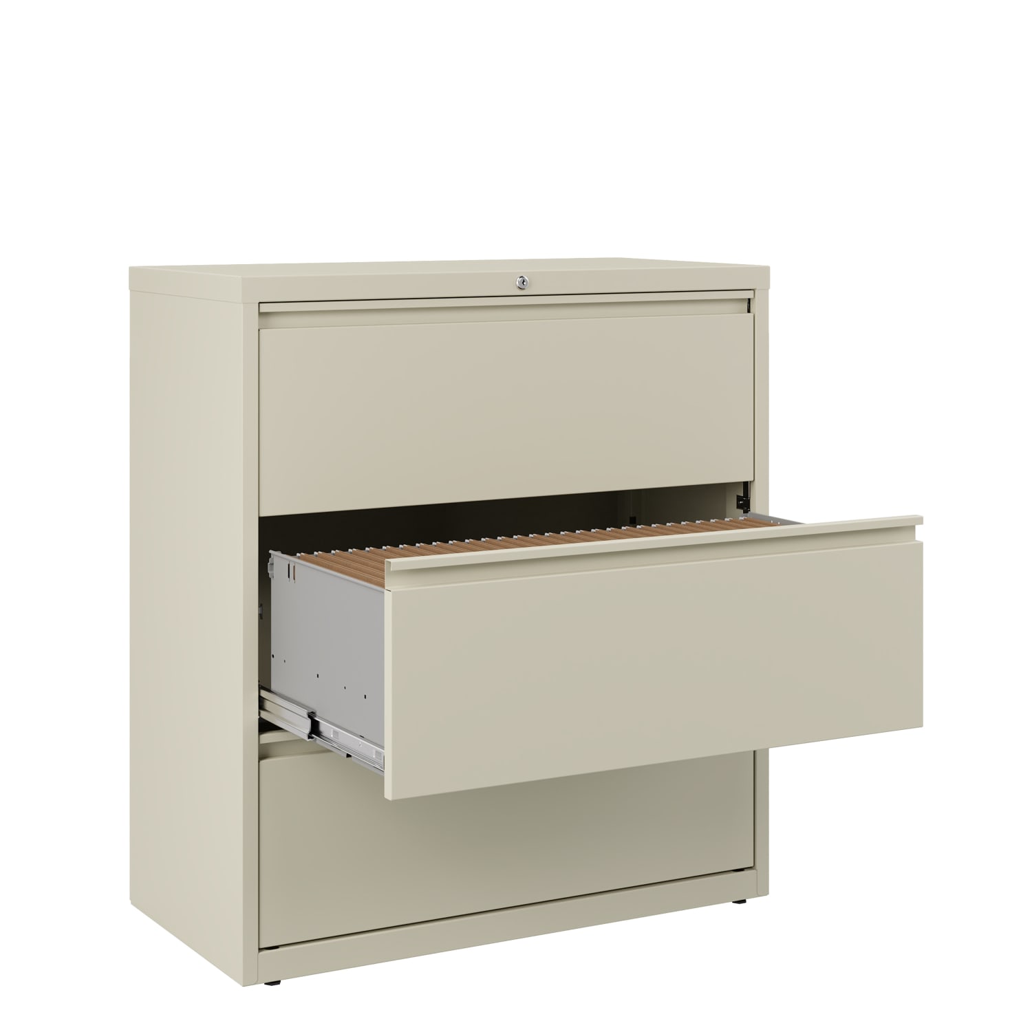 WorkPro 36inW x 18-5/8inD Lateral 3-Drawer File Cabinet, Putty - Image 5