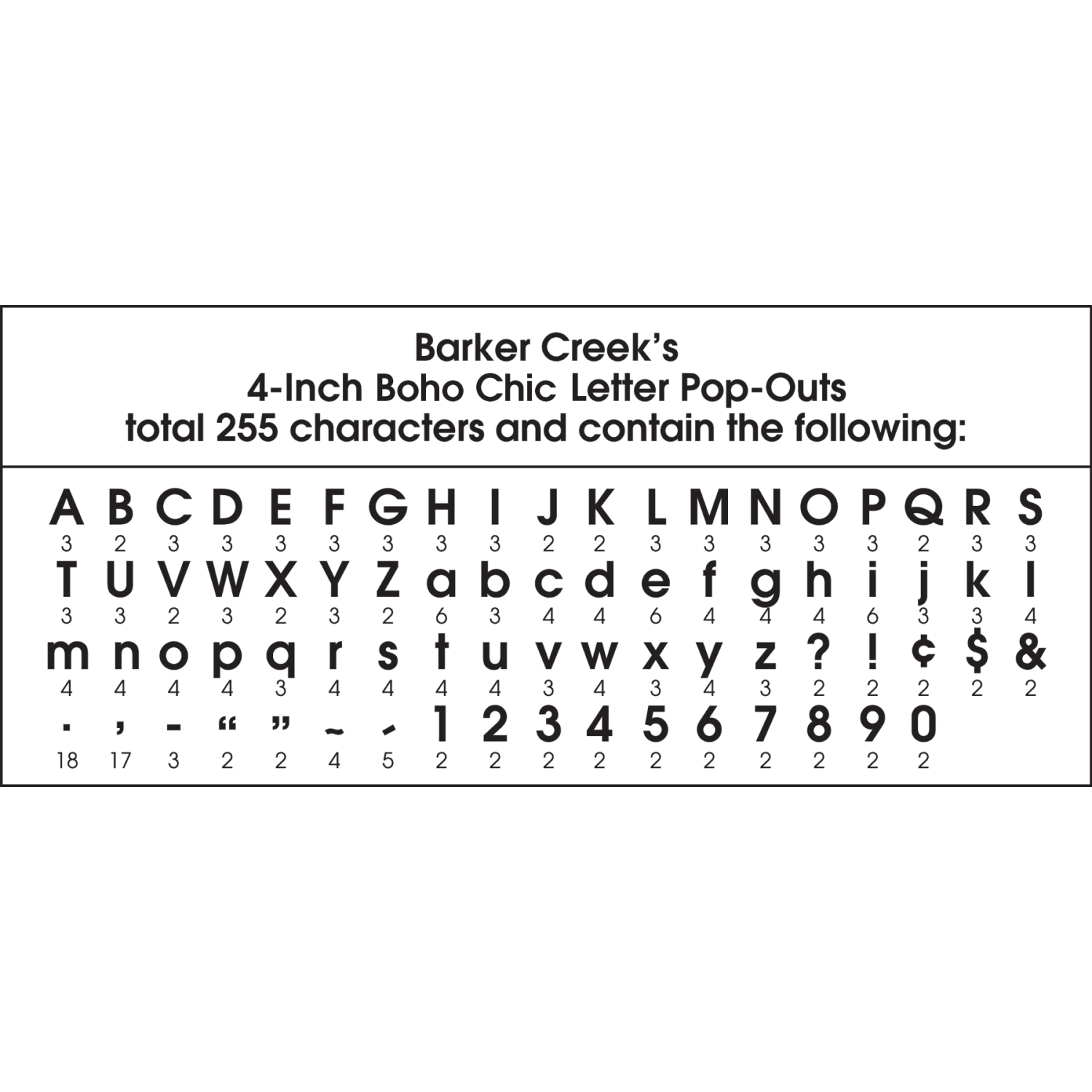 Barker Creek Letter Pop-Outs, 4in, Boho Chic, Set Of 255 - Image 5
