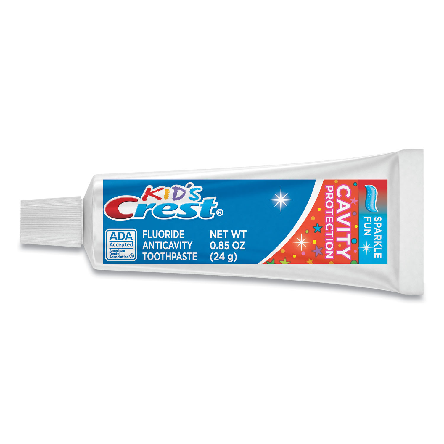 Crest Kids Sparkle Toothpaste, Blue, Bubblegum Flavor, 0.85 oz Tube, 72/Carton