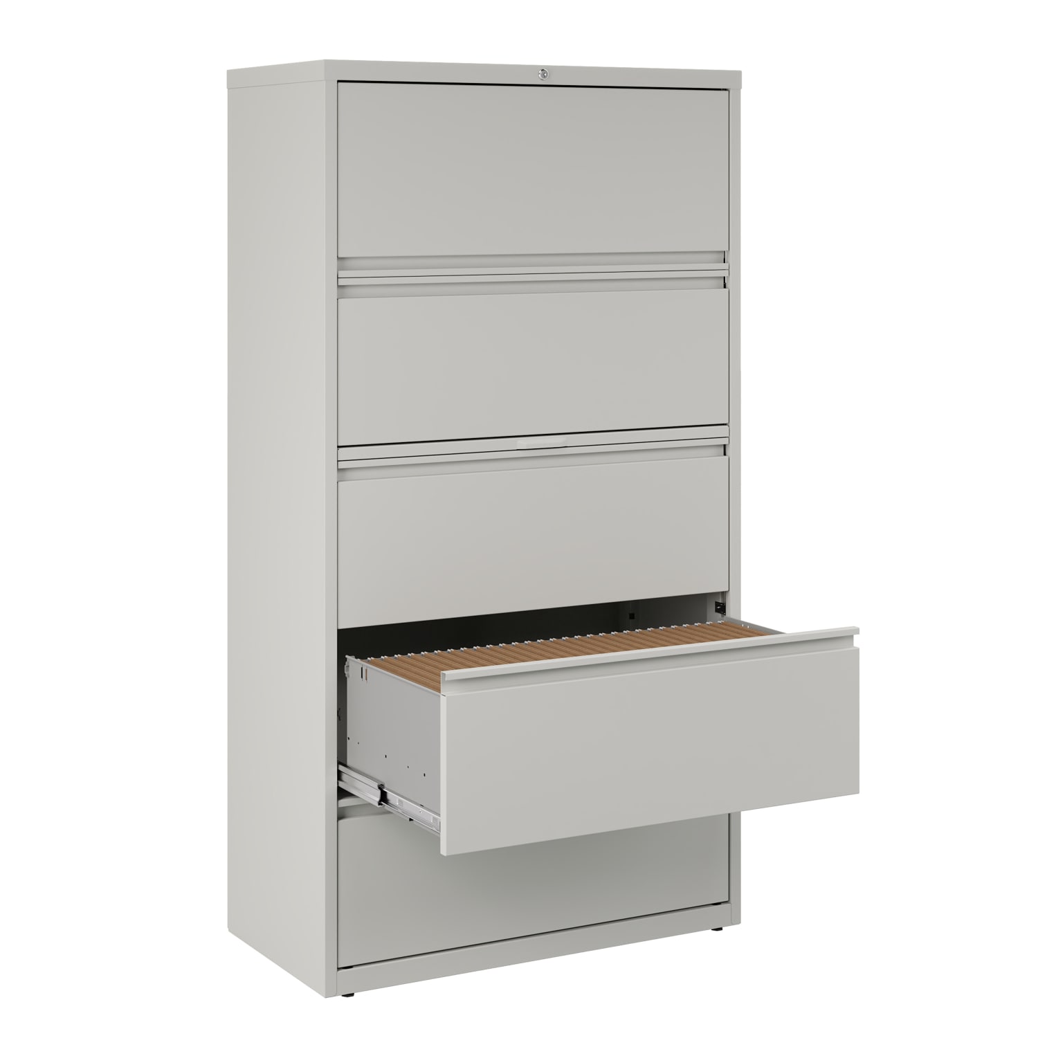 WorkPro 36inW x 18-5/8inD Lateral 5-Drawer File Cabinet, Light Gray - Image 5
