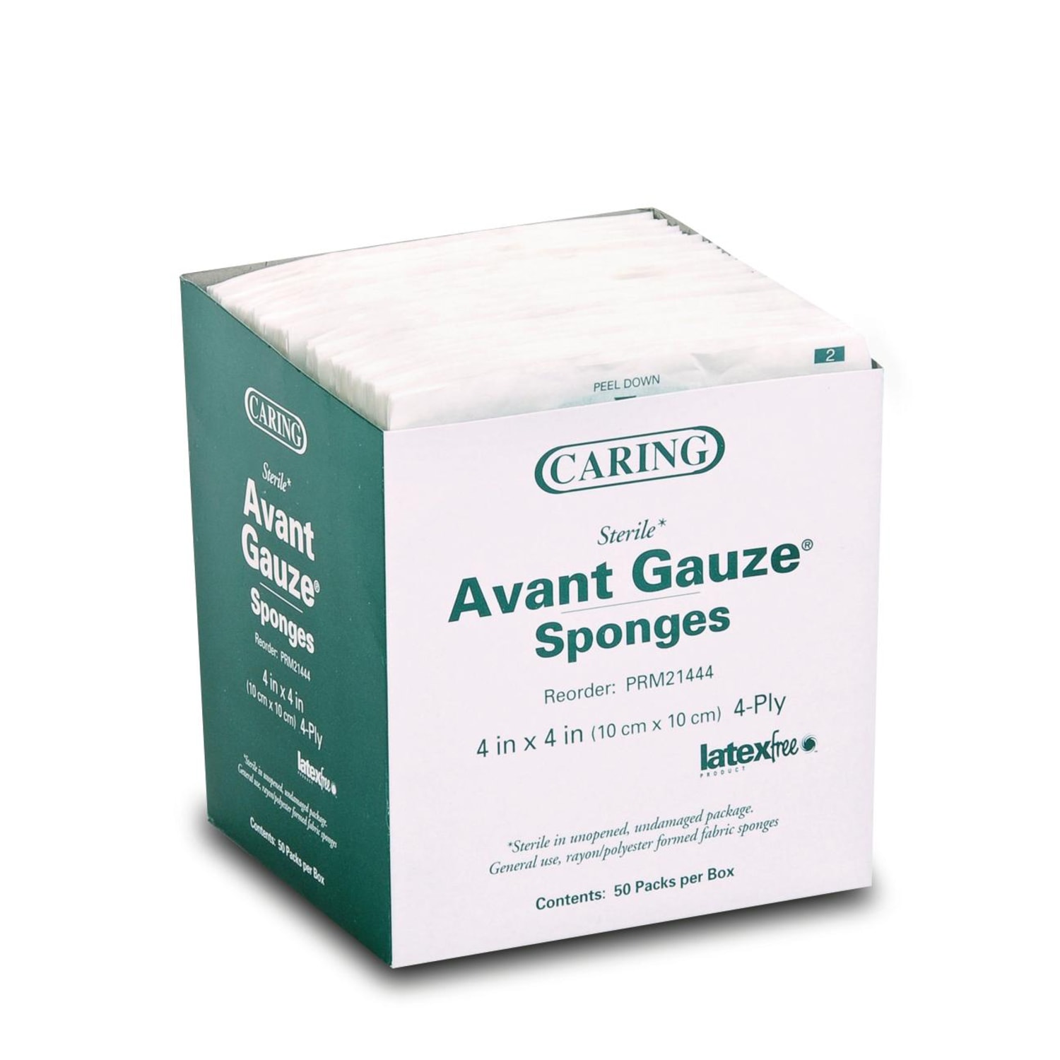 Medline Caring Nonwoven Sterile Gauze Sponges, 4in x 4in, White, 50 Sponges Per Pack, Case Of 12 Packs