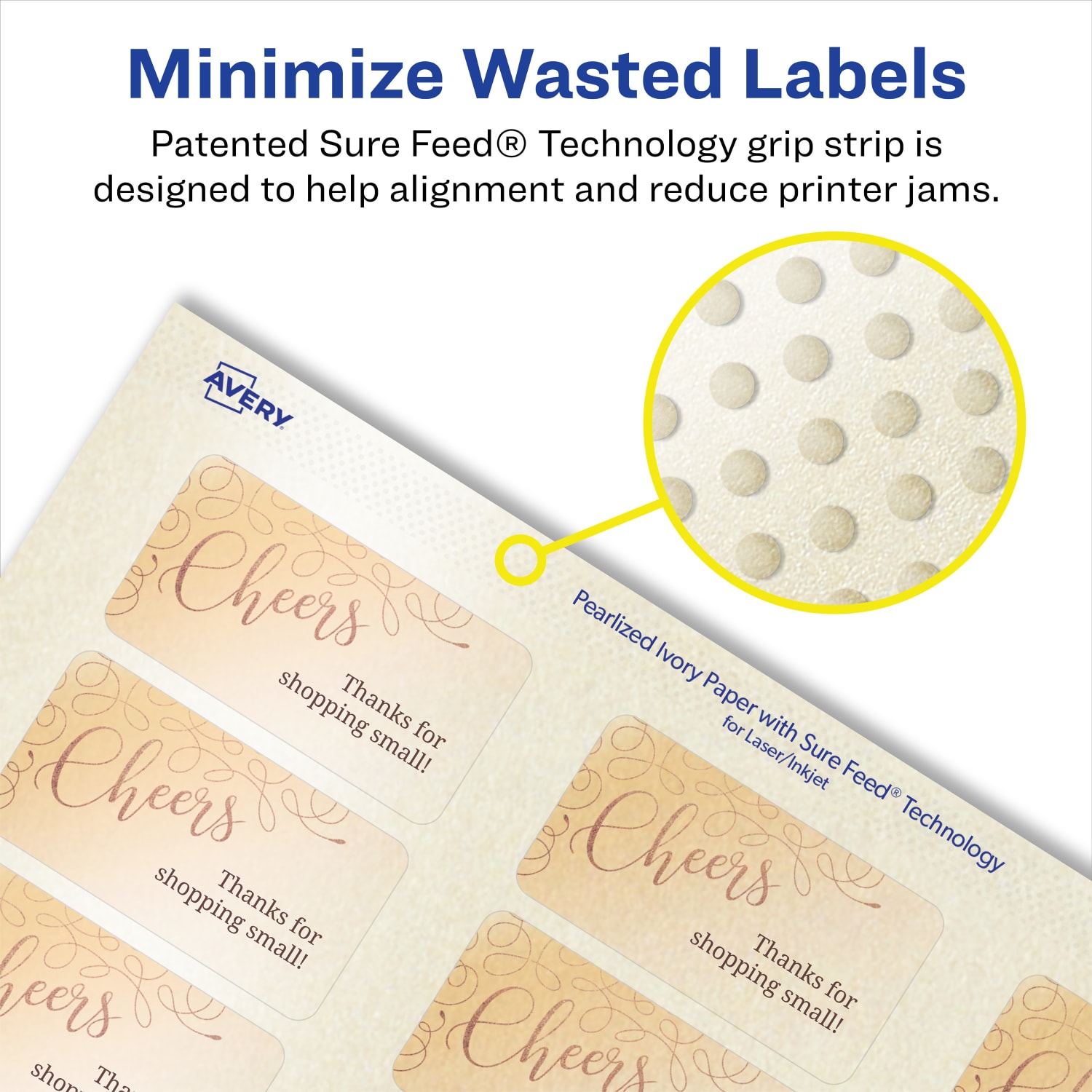 Avery Pearlized Permanent Labels With Sure Feed, 94220-PIP50, Rectangle, 1in x 2in, Ivory, Pack Of 1,200 Labels - Image 5