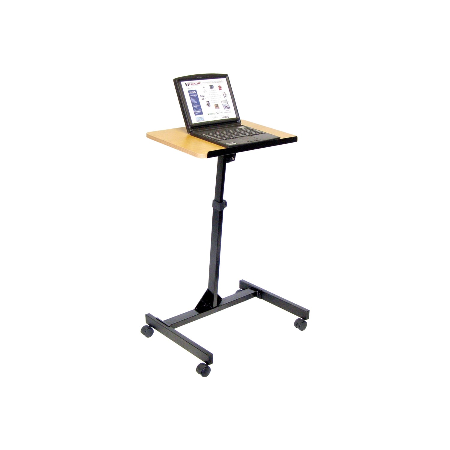 H. Wilson Portable Adjustable-Height Lectern, Black/Red Oak - Image 3