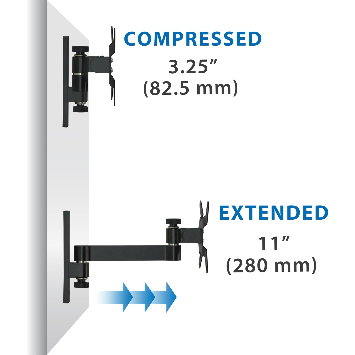 Mount-It! MI-405 Full-Motion Monitor Wall Mount, 6.4inH x 7.7inW x 1.9inD, Black - Image 5