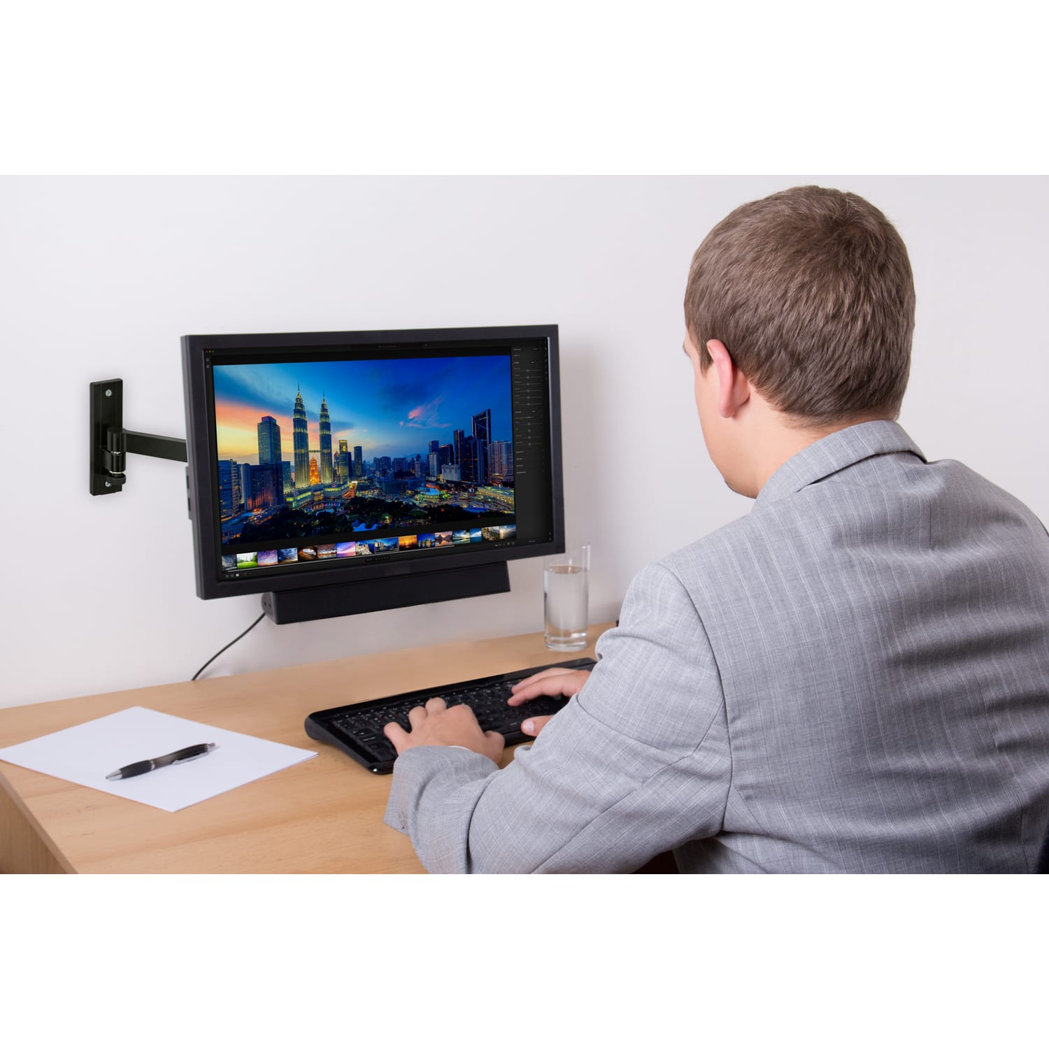 Mount-It! MI-405 Full-Motion Monitor Wall Mount, 6.4inH x 7.7inW x 1.9inD, Black - Image 6