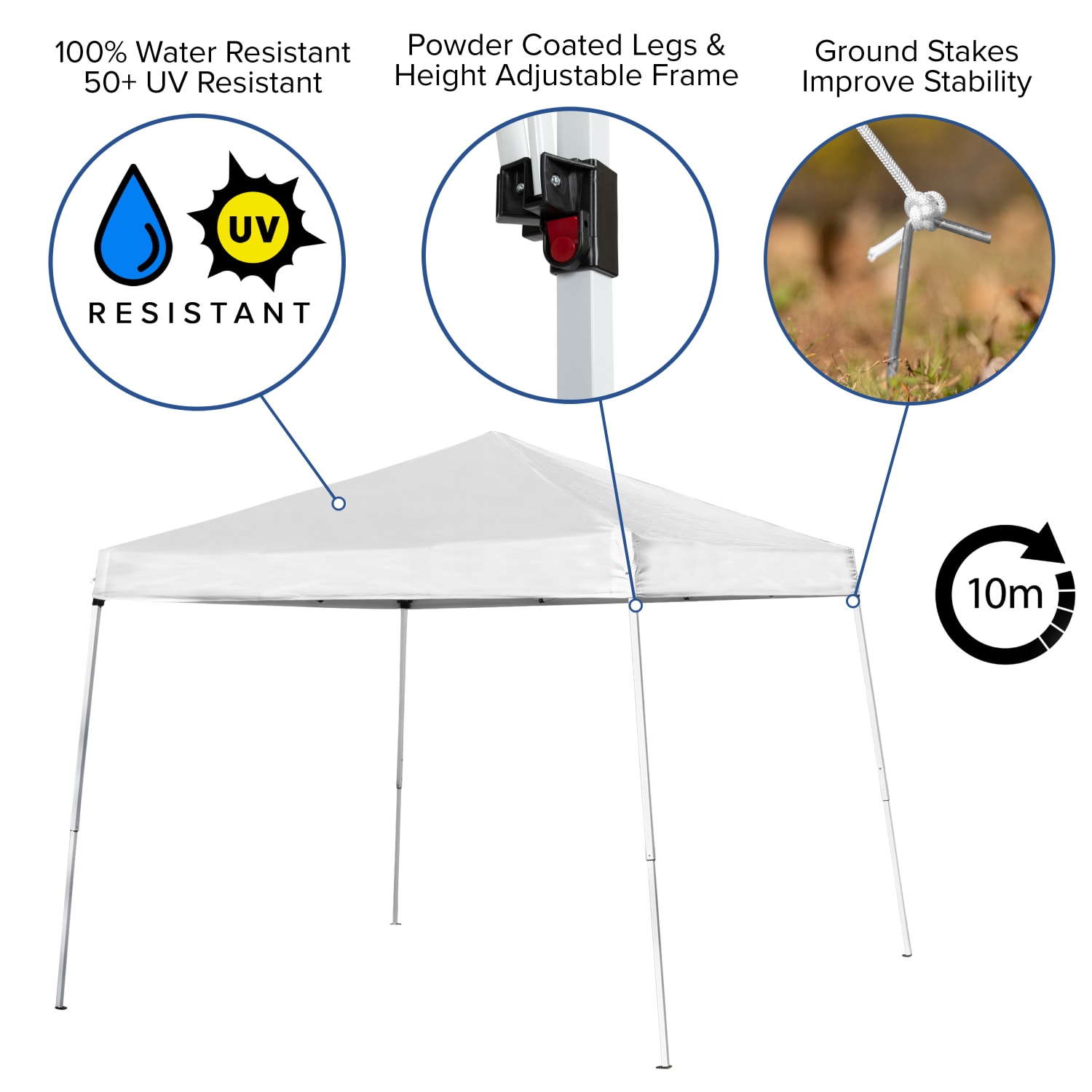 Flash Furniture 8ftx8ft Pop Up Event Canopy Tent with Carry Bag and 6-Foot Bi-Fold Folding Table with Carrying Handle - Tailgate Tent Set, White - Image 4