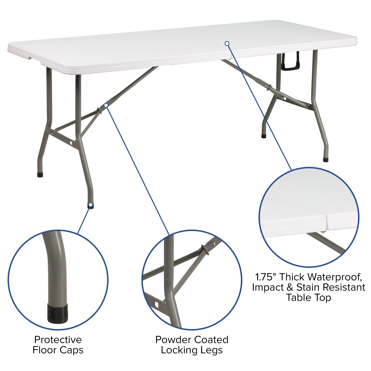 Flash Furniture 8ftx8ft Pop Up Event Canopy Tent with Carry Bag and 6-Foot Bi-Fold Folding Table with Carrying Handle - Tailgate Tent Set, White - Image 5