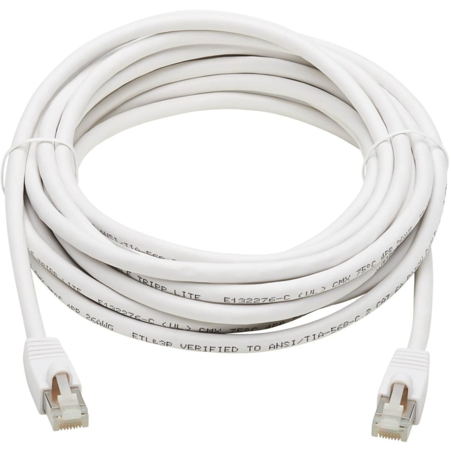 Tripp Lite N262AB-020-WH Cat.6A S/FTP Network Cable  - 10 Gbit/s - Shielding - Gold Plated Contact - CMX - 26 AWG - White - Image 4
