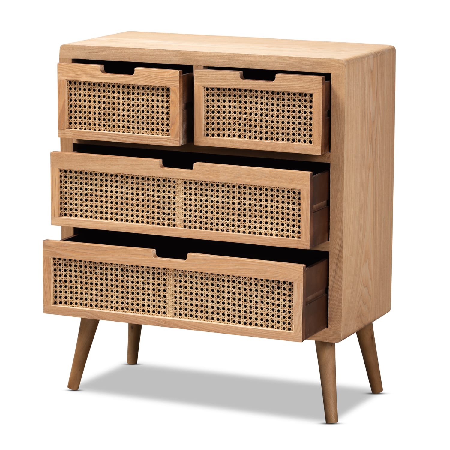 Baxton Studio Alina 4-Drawer Accent Storage Cabinet, Medium Oak - Image 3