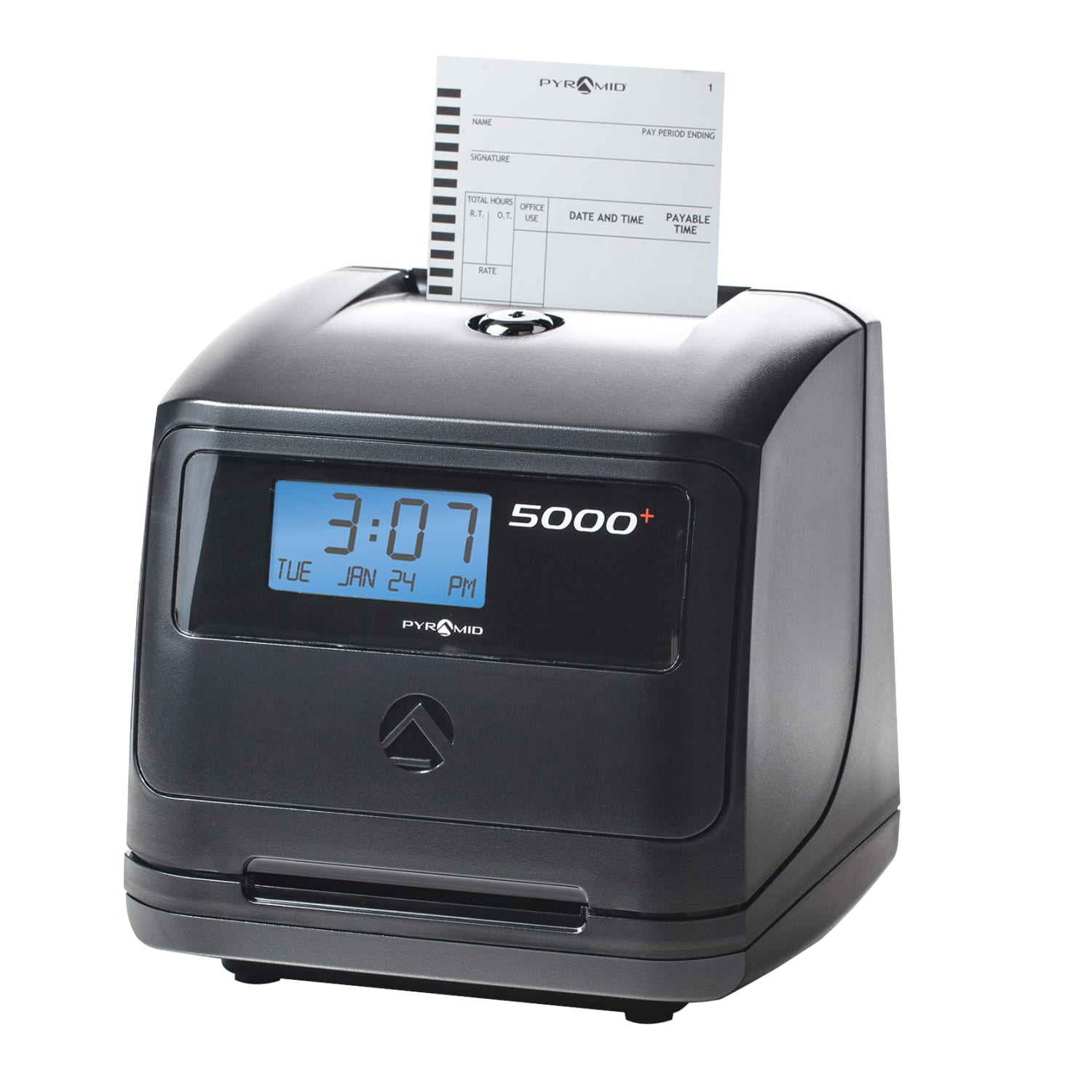 Pyramid 5000 Automatic Time-Totaling Time Clock, 7-1/4in x 7in x 6-1/2in, Black - Image 3