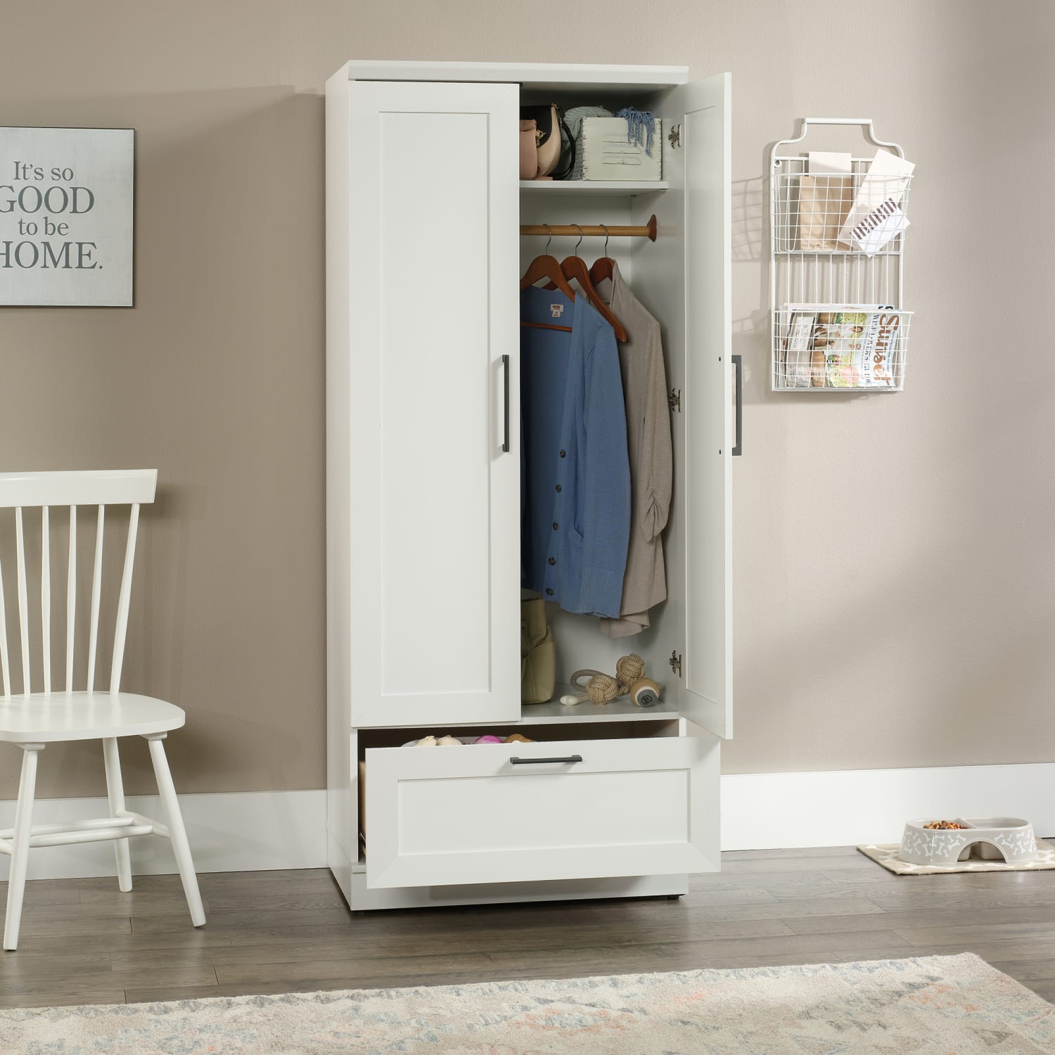 Sauder Homeplus Storage Cabinet Closet, 2 Shelves, Soft White - Image 3
