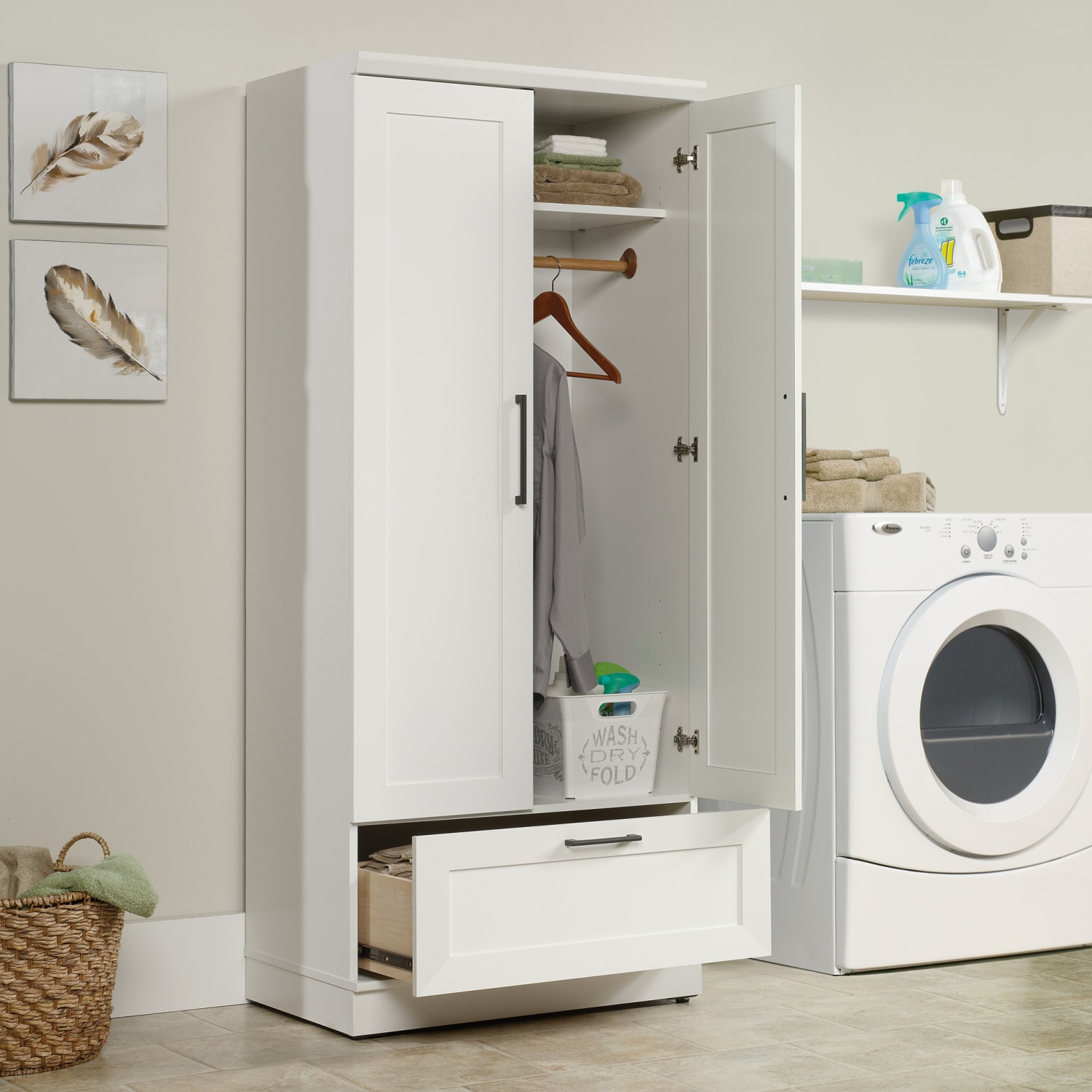 Sauder Homeplus Storage Cabinet Closet, 2 Shelves, Soft White - Image 5