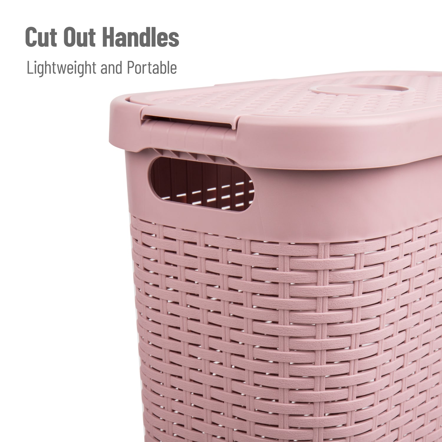 Mind Reader 40L Slim Laundry Hamper Clothes Basket with Lid, 23-1/2inH x 10-52/5inW x 18inD, Pink - Image 5