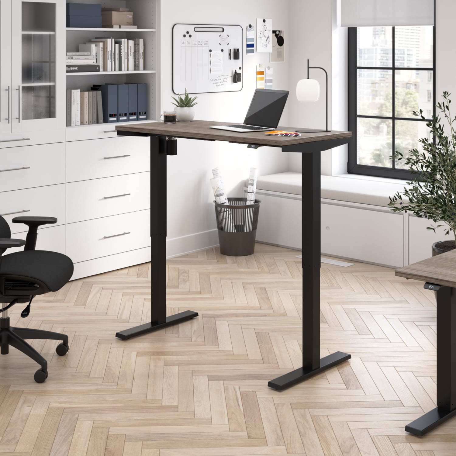 Bush Business Furniture Move 40 Series Electric 48inW x 24inD Electric Height-Adjustable Standing Desk, Modern Hickory/Black, Standard Delivery - Image 3