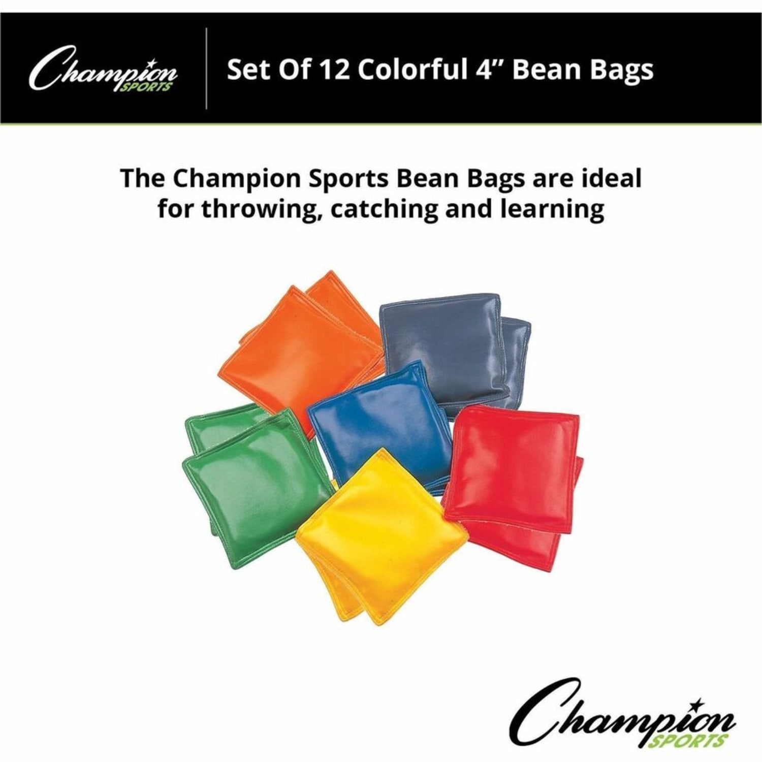 Champion Sports 4in Rainbow Bean Bags - 12 / Set - Assorted, Red, Yellow, Green, Orange - Image 4