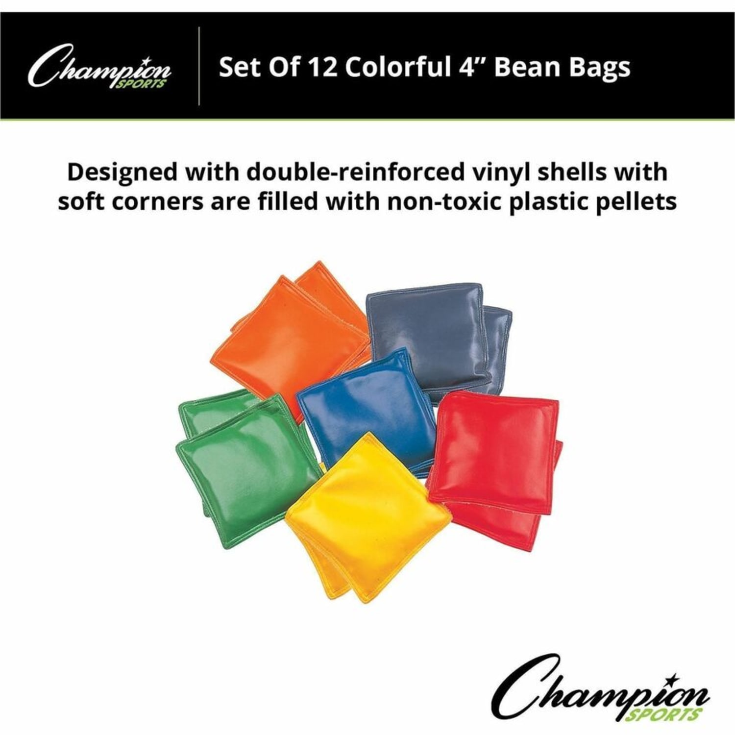 Champion Sports 4in Rainbow Bean Bags - 12 / Set - Assorted, Red, Yellow, Green, Orange - Image 6