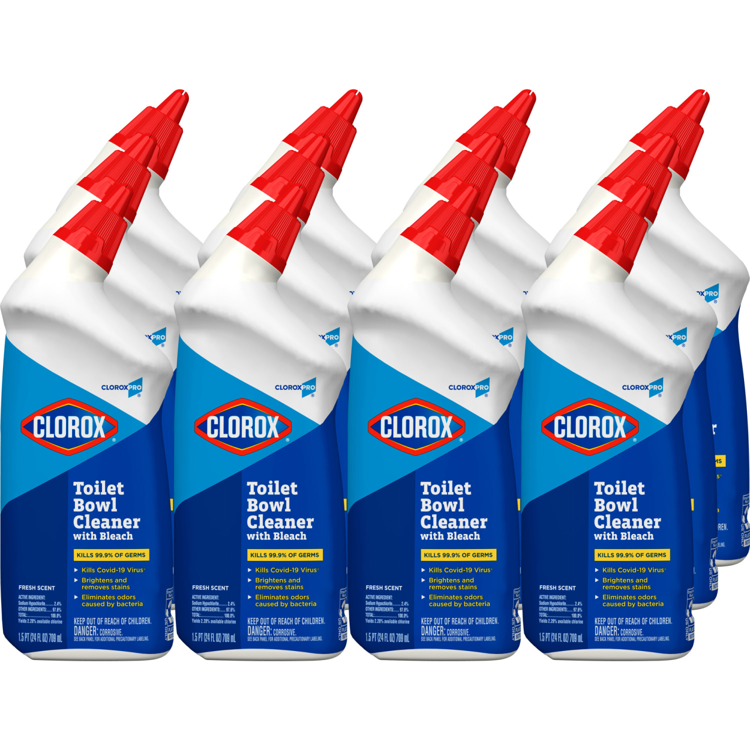 CloroxPro Toilet Bowl Cleaner with Bleach, Fresh Scent, 24 Fluid Ounces, Pack of 12