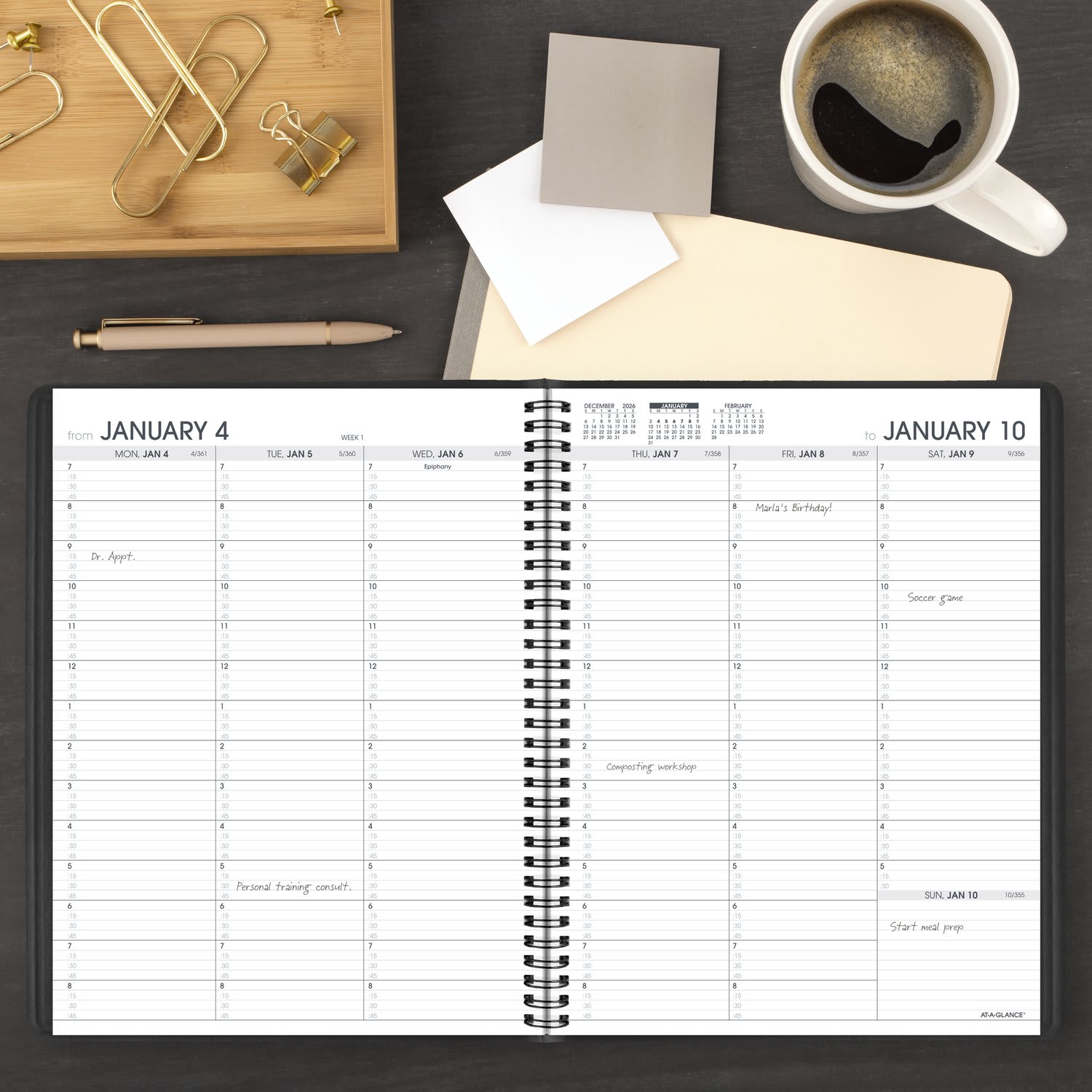AT-A-GLANCE 2027 Weekly Appointment Book Planner, Black, Large, 8 1/4in x 11in - Image 3