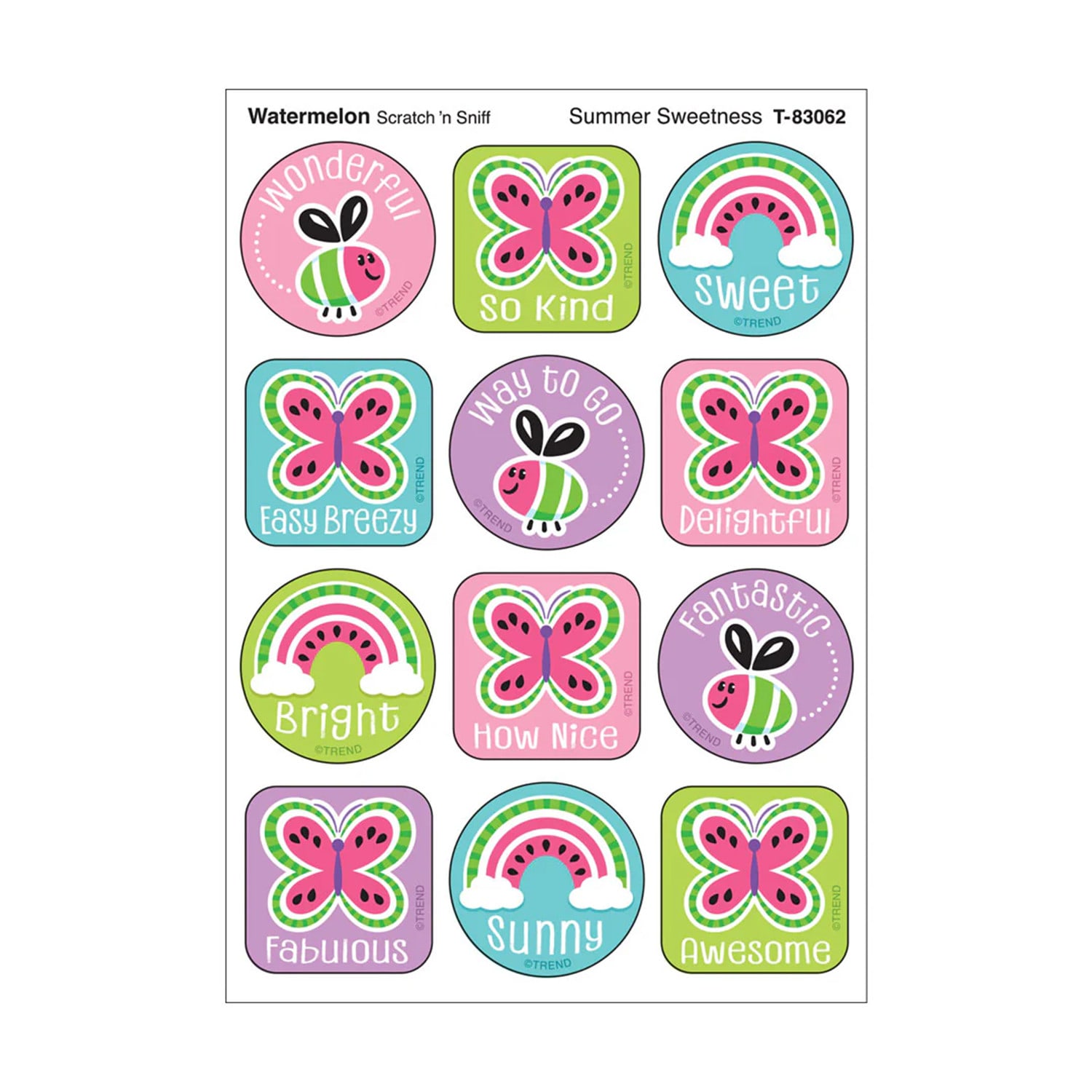 TREND Stinky Stickers, Summer Sweetness, Watermelon Scent, 48 Per Pack, Set Of 6 Packs - Image 3