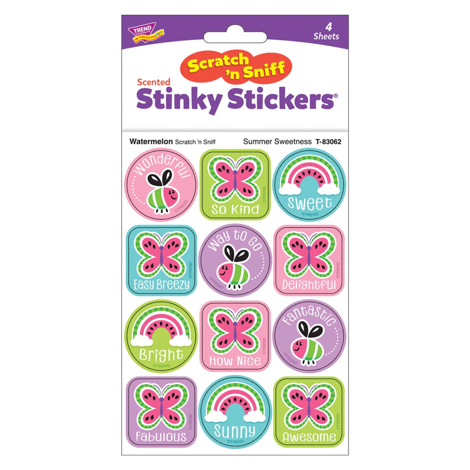 TREND Stinky Stickers, Summer Sweetness, Watermelon Scent, 48 Per Pack, Set Of 6 Packs - Image 4