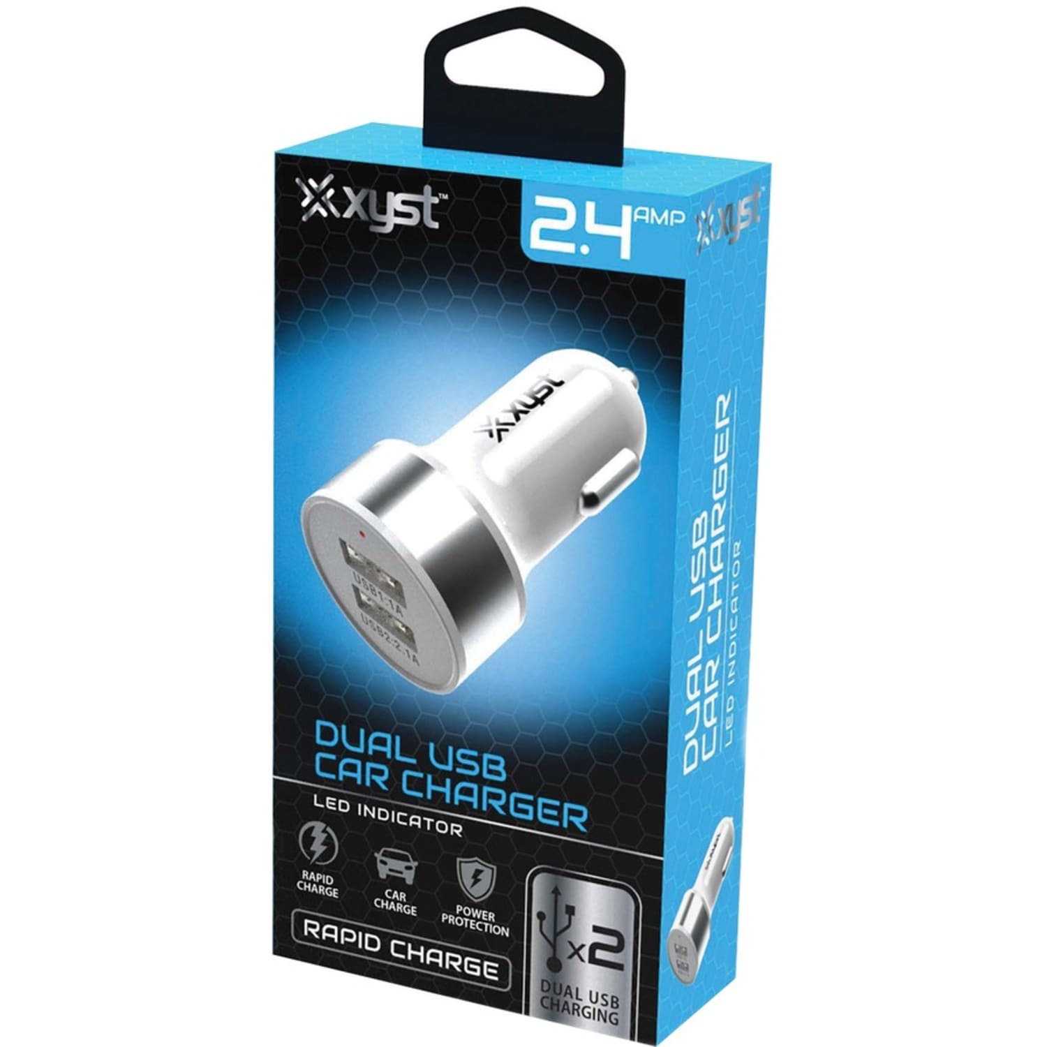 XYST 2.4 Amp Dual USB Car Charger (White) 12 V DC Input 5 V DC Output 2.40 A White - Image 6