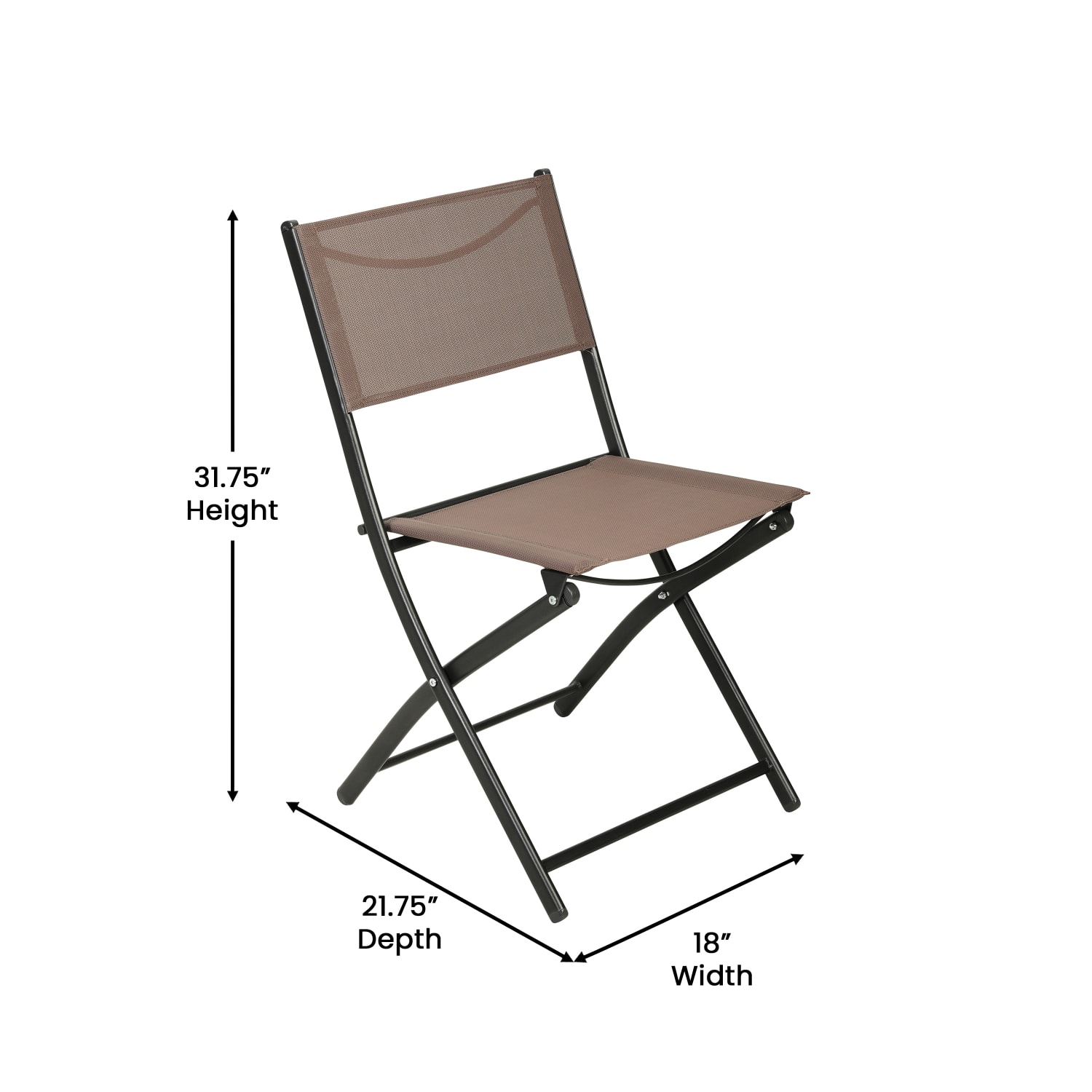 Flash Furniture Brazos Series Outdoor 4pcs Folding Chair with Flex Comfort Material and Metal Frame, Brown - Image 6