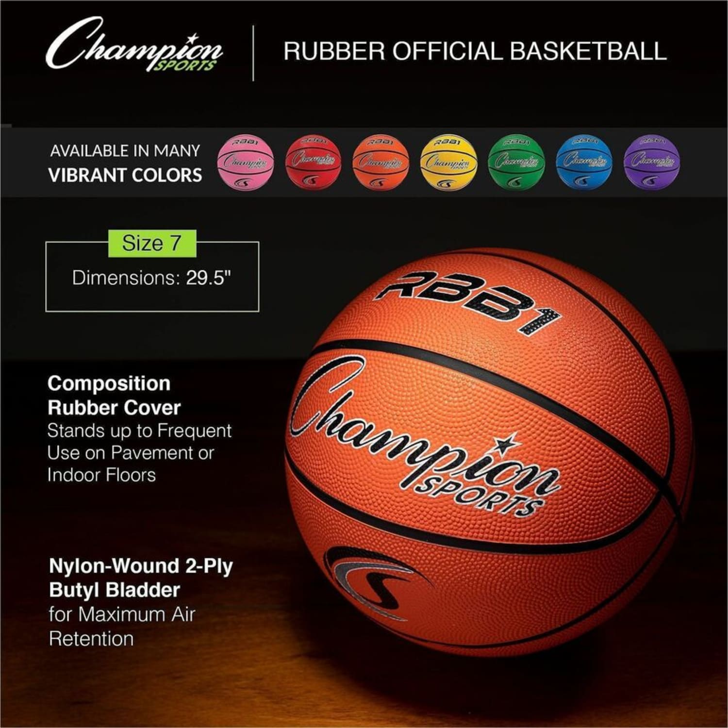 Champion Sports Basketball, Size 7, Orange - Image 3