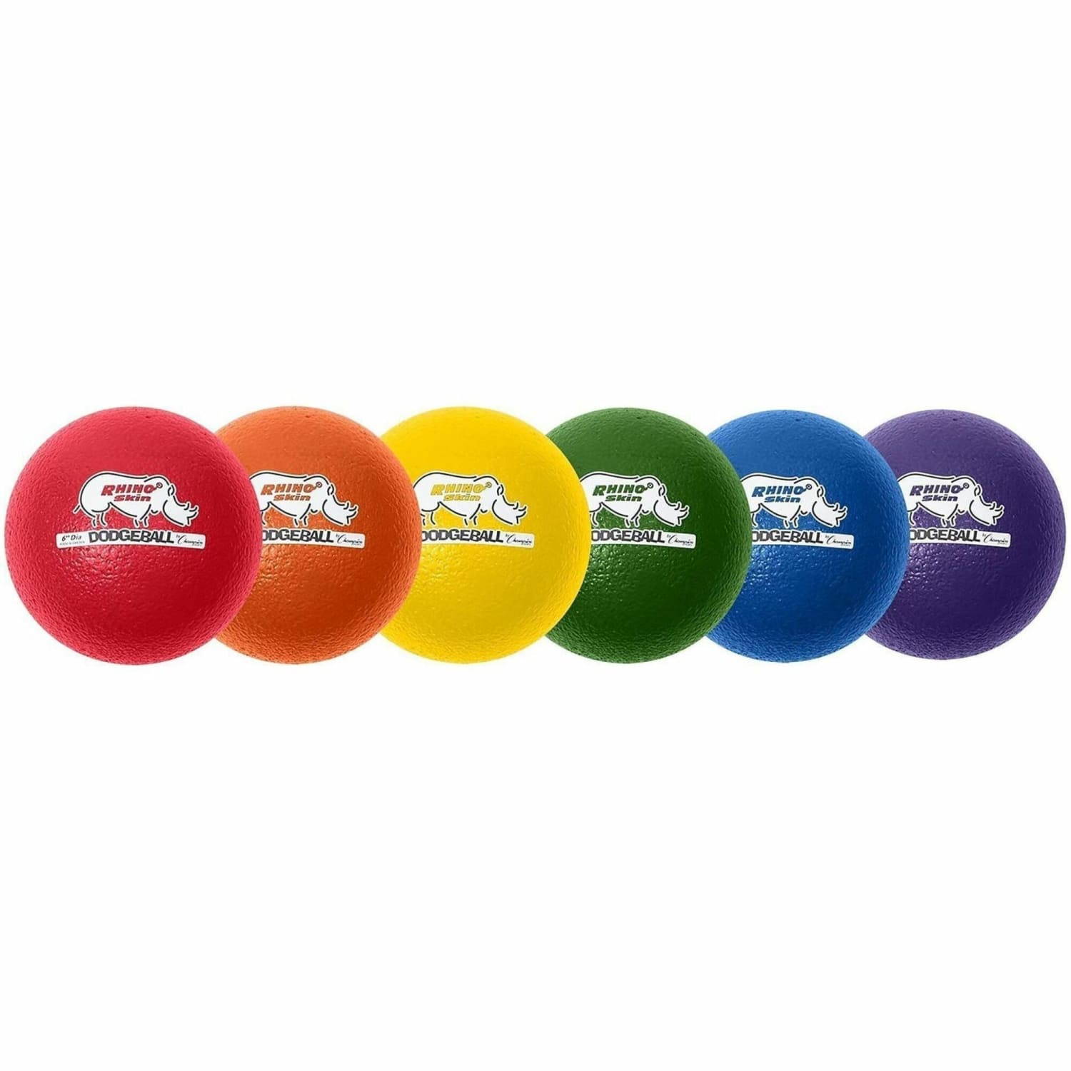 Champion Sports 6 Inch Rhino Skin Low Bounce Dodgeball Set - 6.30in - Low Density Foam - Dodgeball - Red, Orange, Yellow, Green, Blue, Purple - 6 / Set - Image 3