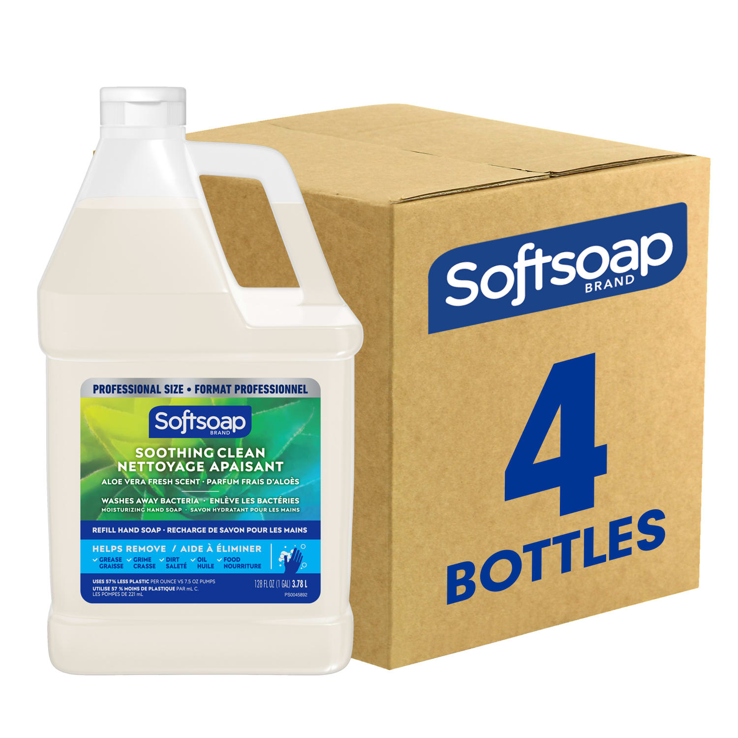 Softsoap Moisturizing Liquid Hand Soap, Soothing Clean Aloe Vera Fresh Scent, 128 fl oz Refill, 4ct