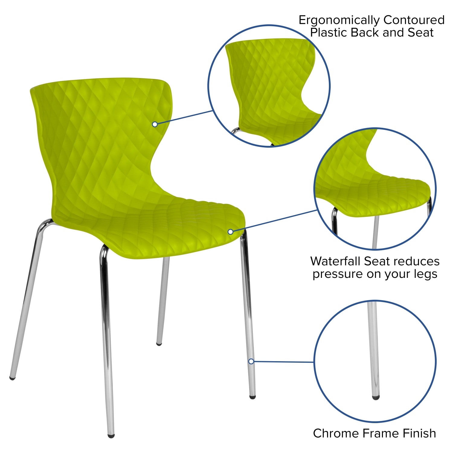 Flash Furniture Lowell Contemporary Design Plastic Stack Chair, Citrus Green - Image 4
