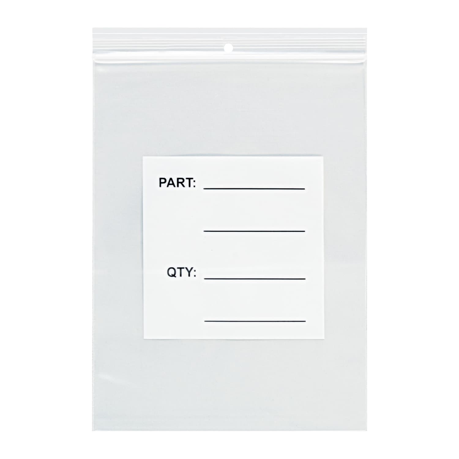 Partners Brand 4 Mil Parts Bags w/ Hang Holes, 3in x 5in, Clear, Case Of 1000